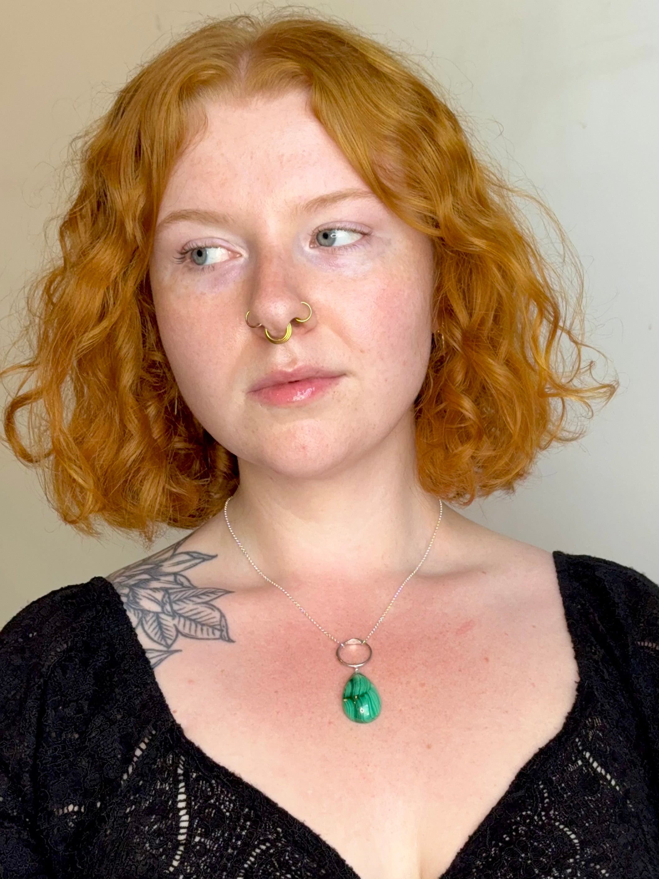 •SUEÑO• malachite + ouroboros + silver necklace (18"-20" long)