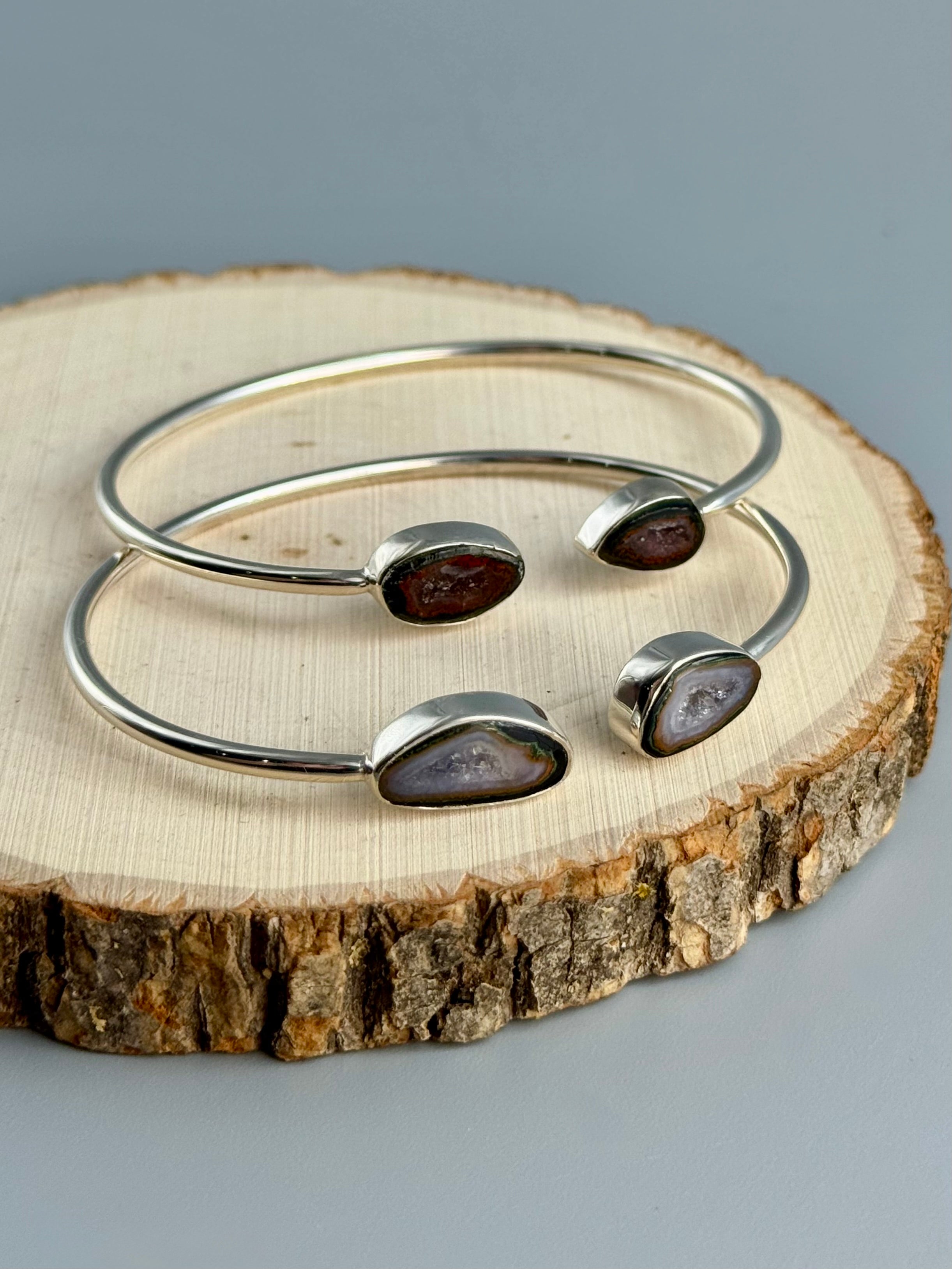 •GEODES• coconut druzy + silver twist-on cuff bracelet