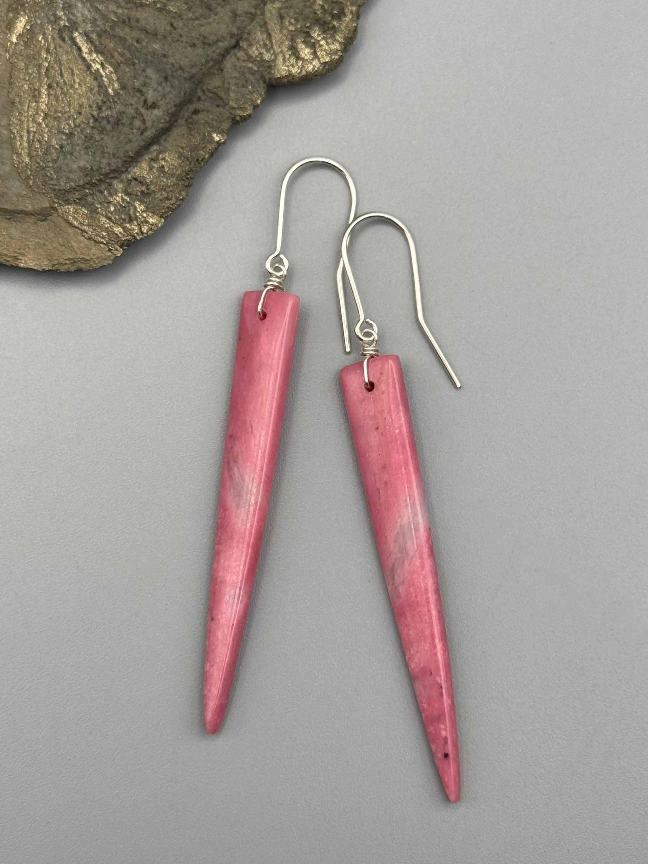 •STRAY• rhodonite in quartz + silver earrings