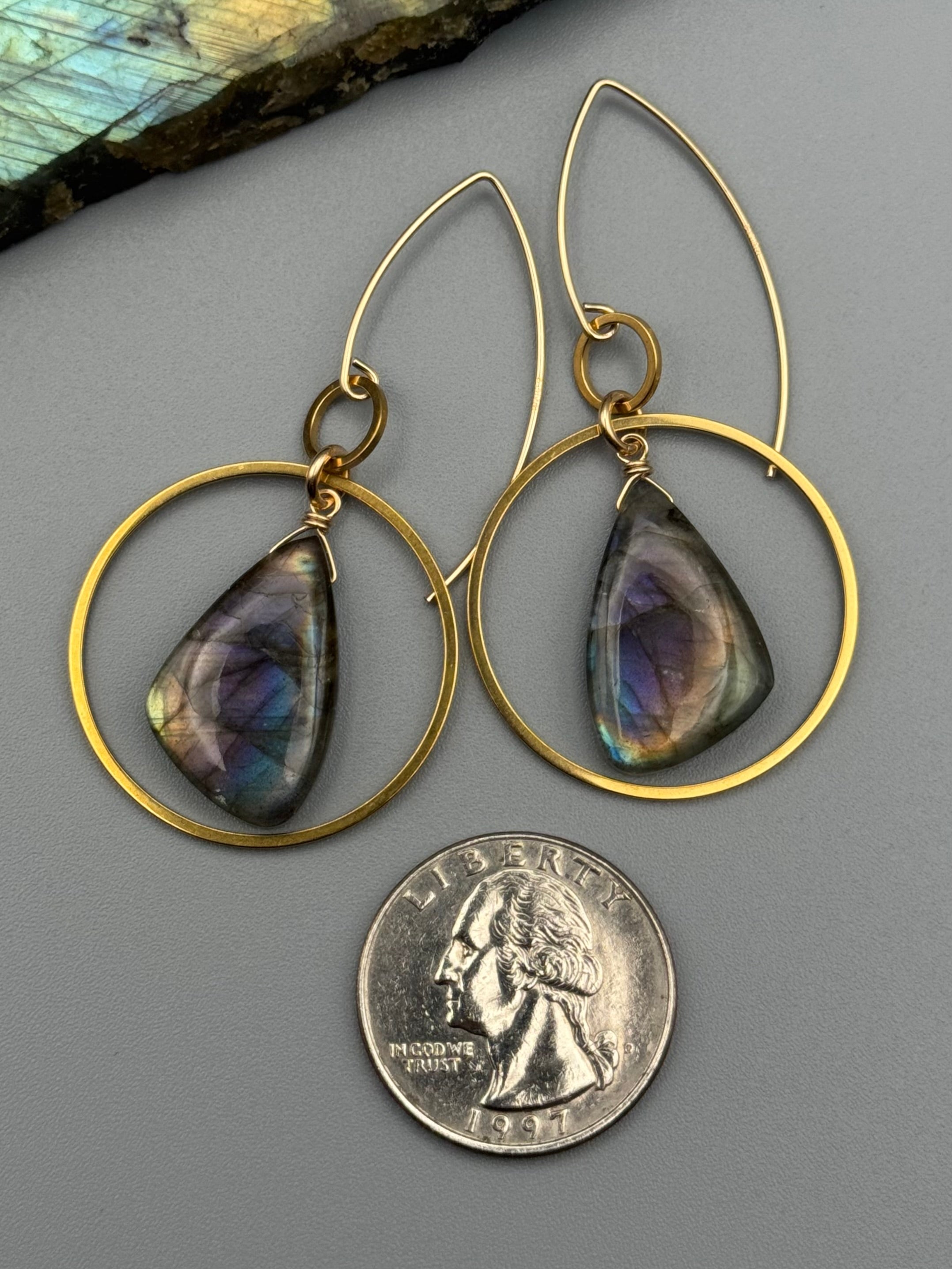 •EQUA-LUNA• labradorite wing + gold earrings