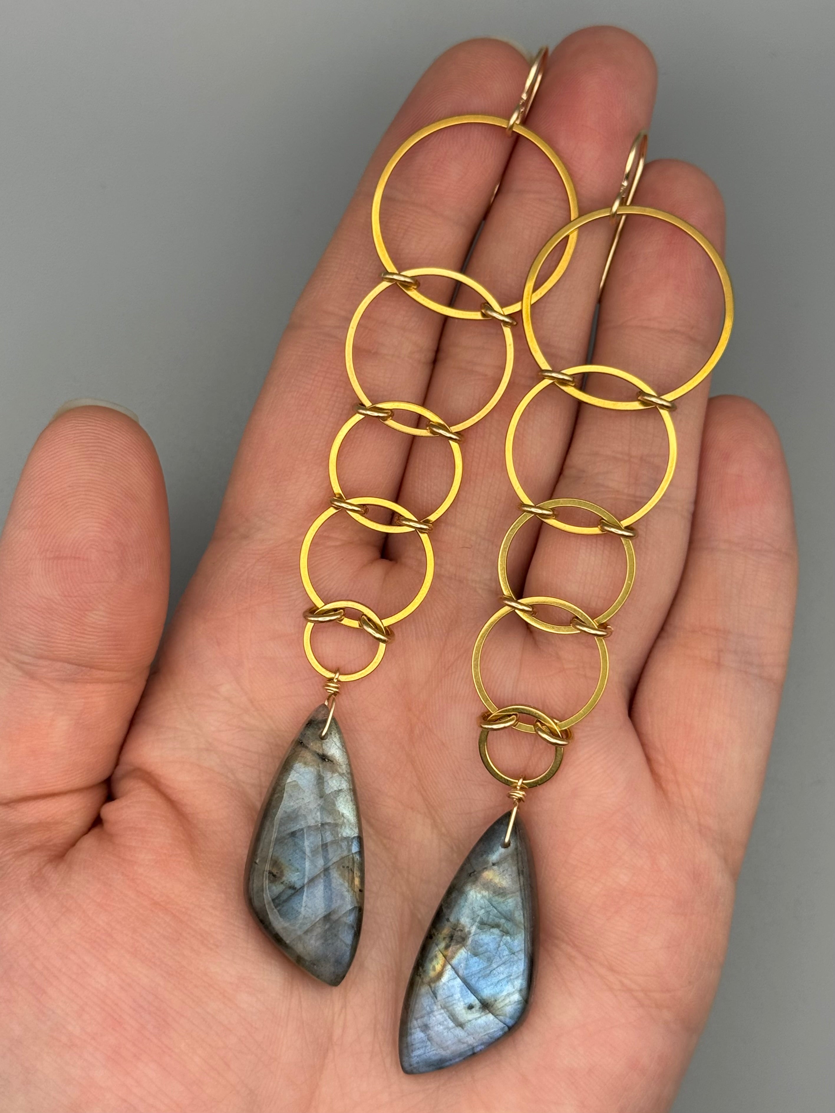 •EOWYN• labradorite wing + gold earrings