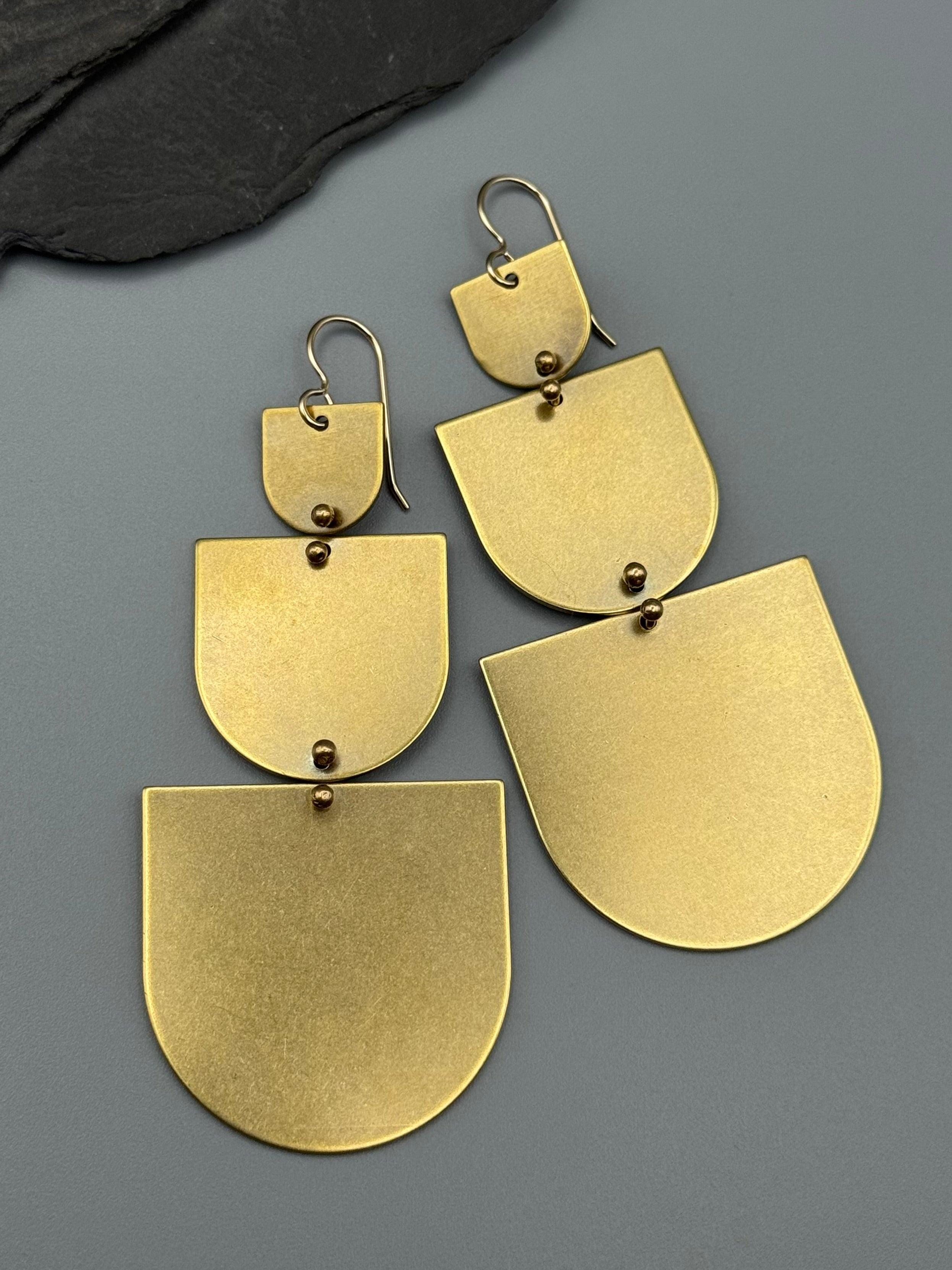 •THREE OF CUPS• gold dangle earrings