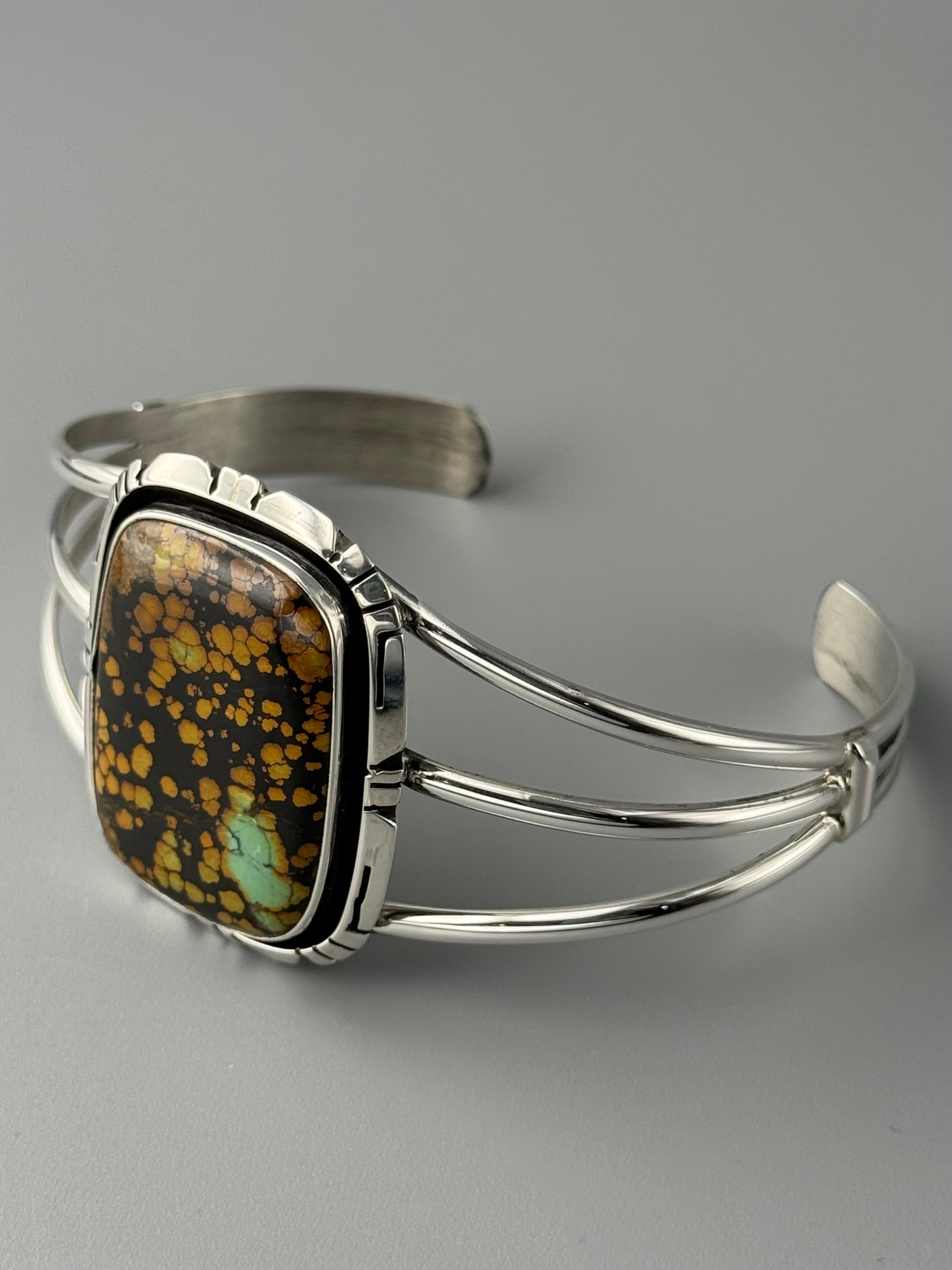•BLACKJACK TURQUOISE - STORM• Navajo sterling silver cuff bracelet (7.5" +/-)
