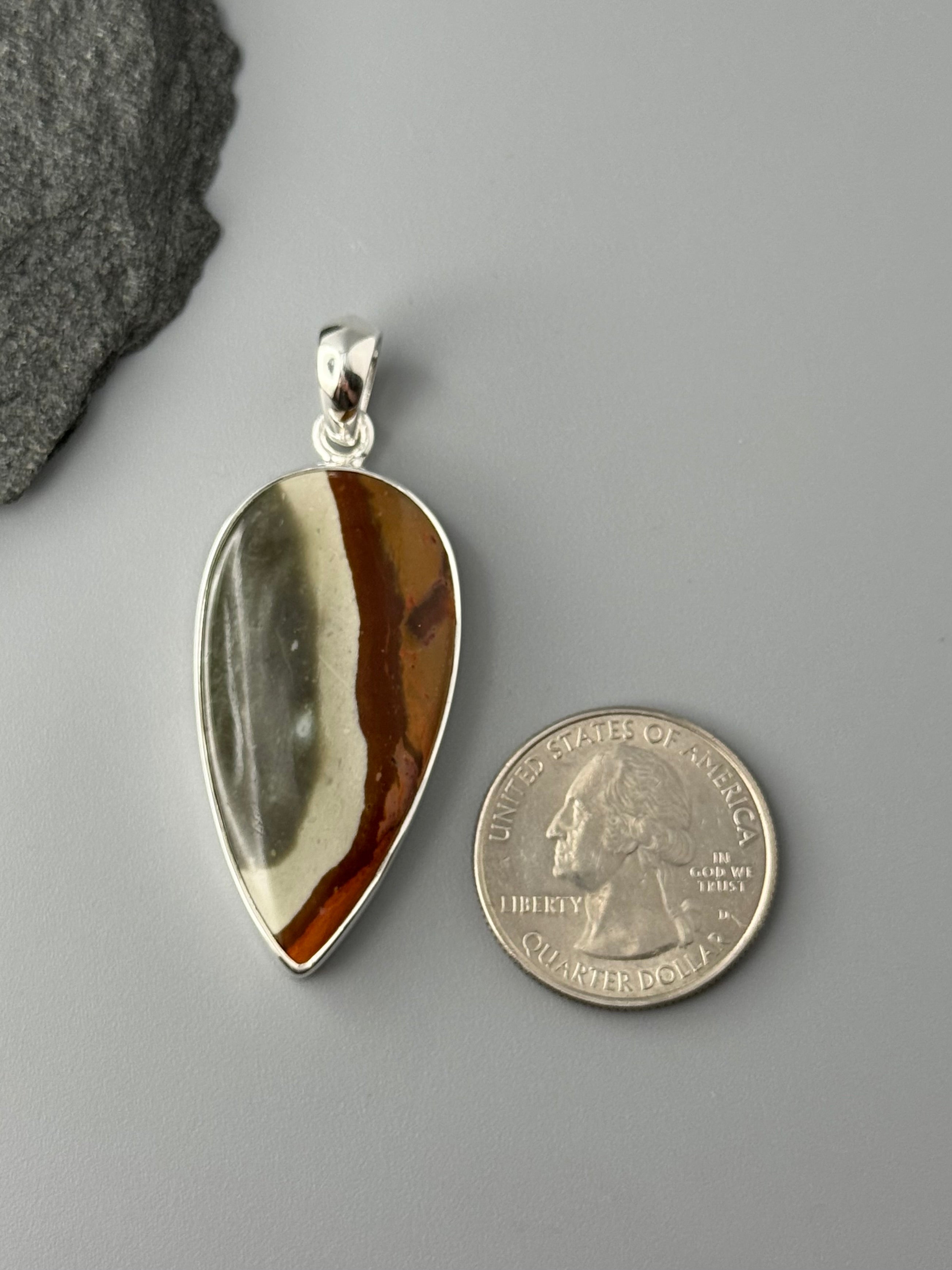•POLYCHROME JASPER - SPEAR TEAR• sterling silver pendant