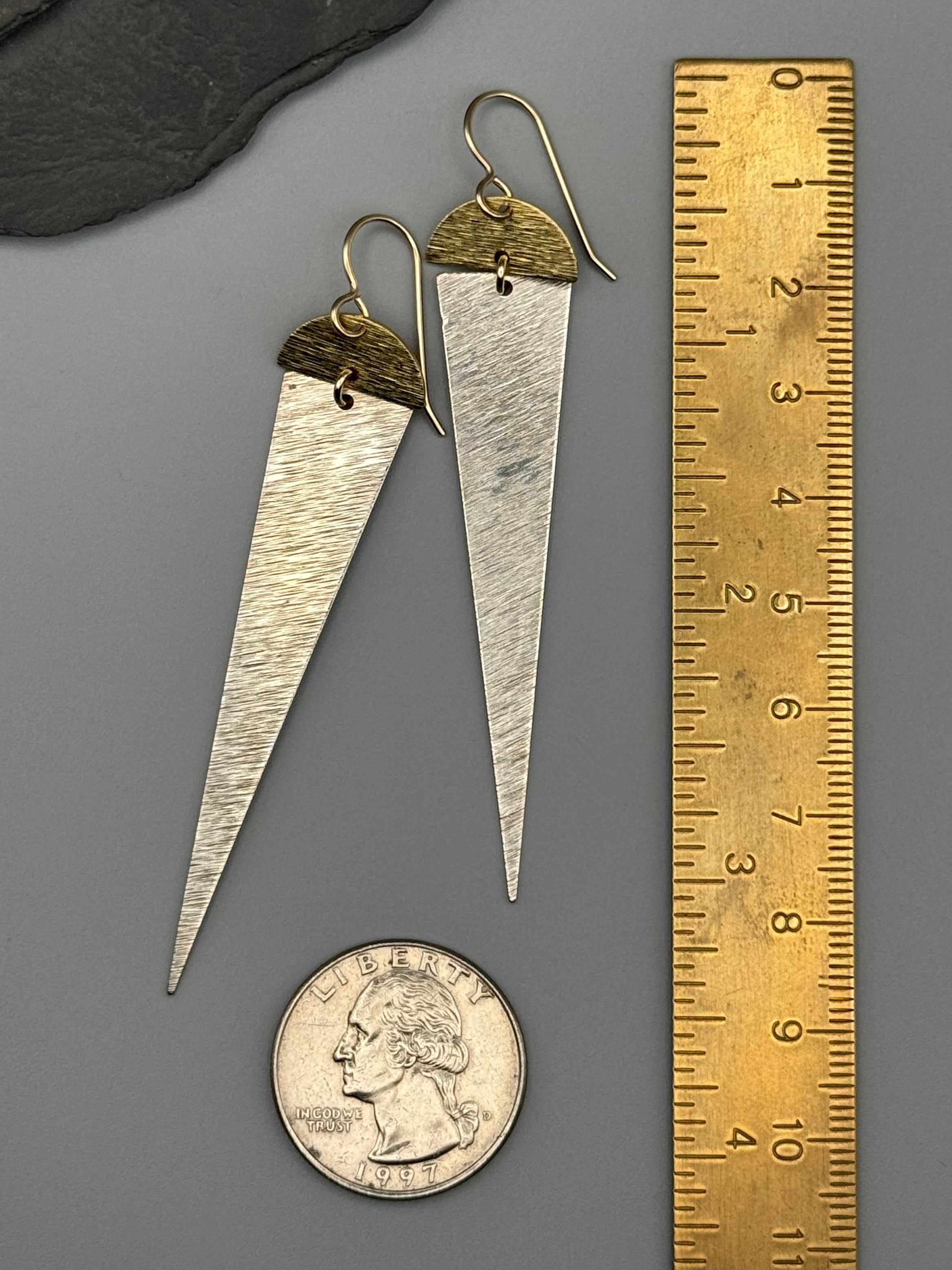 •MOON DAGGERS• mixed metal dangle earrings