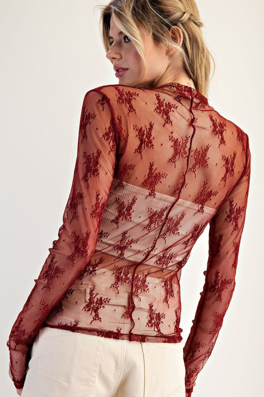 •CAMILLA• mesh lace top with thumb holes