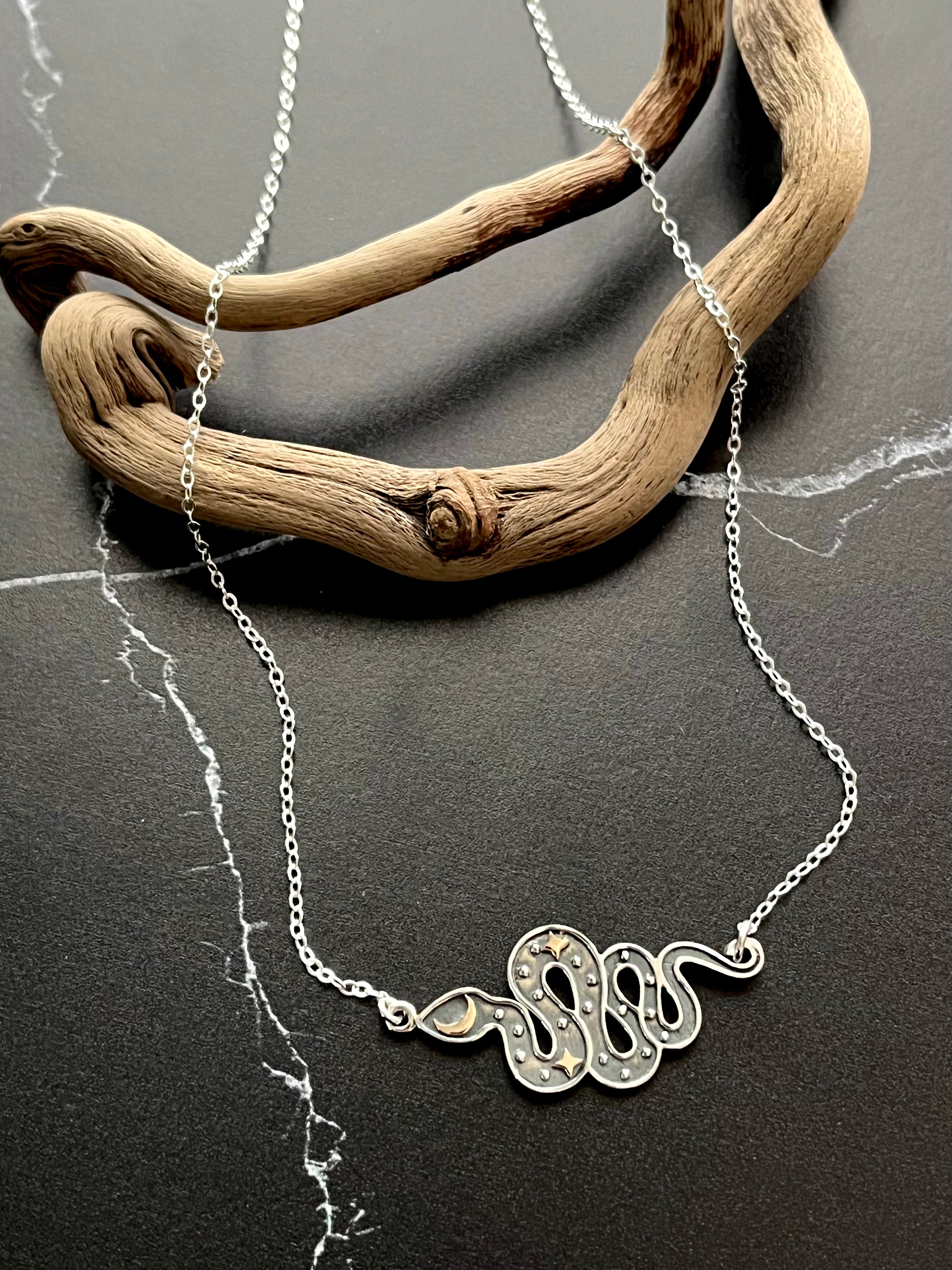 •COSMIC SLITHER• mixed metal necklace
