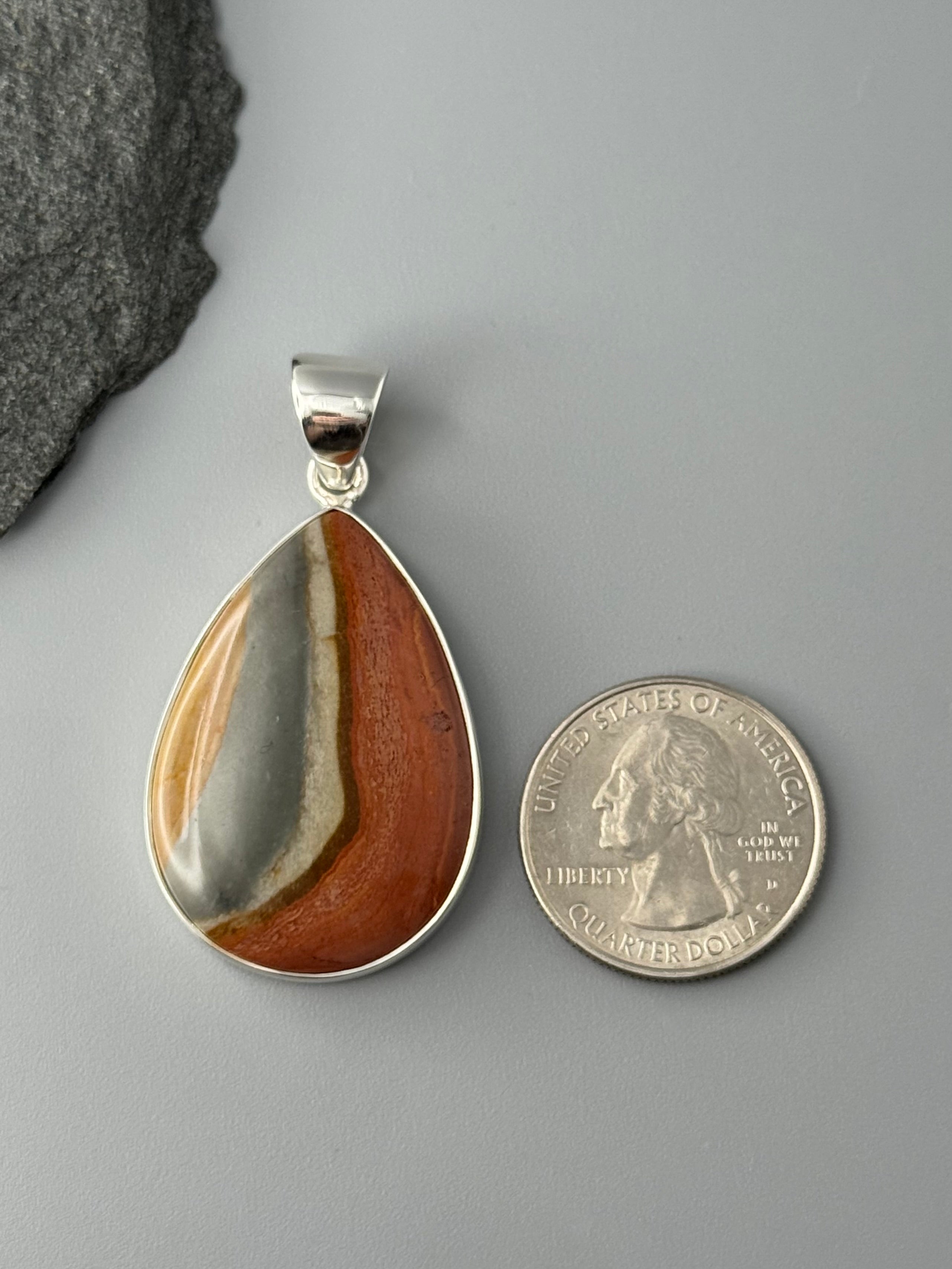 •POLYCHROME JASPER - TEARDROP• sterling silver pendant