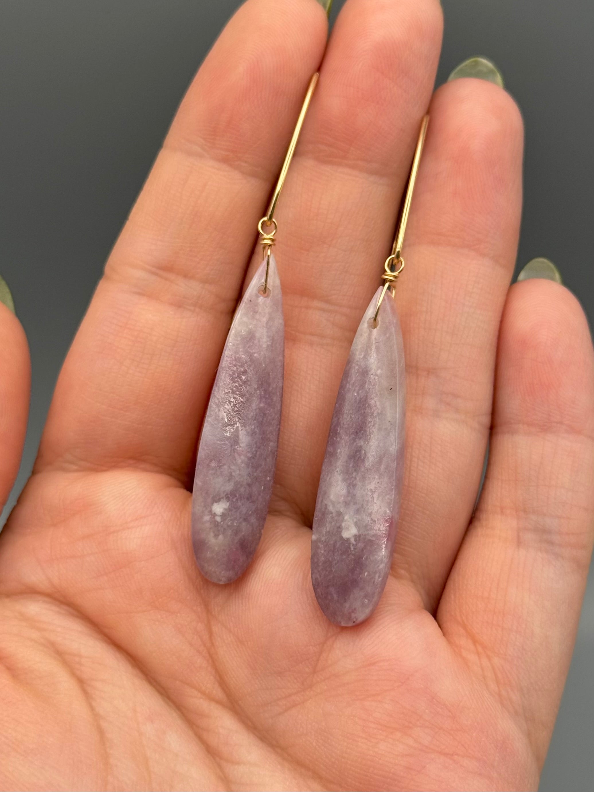 •STRAY• tourmaline in lepidolite + gold earrings