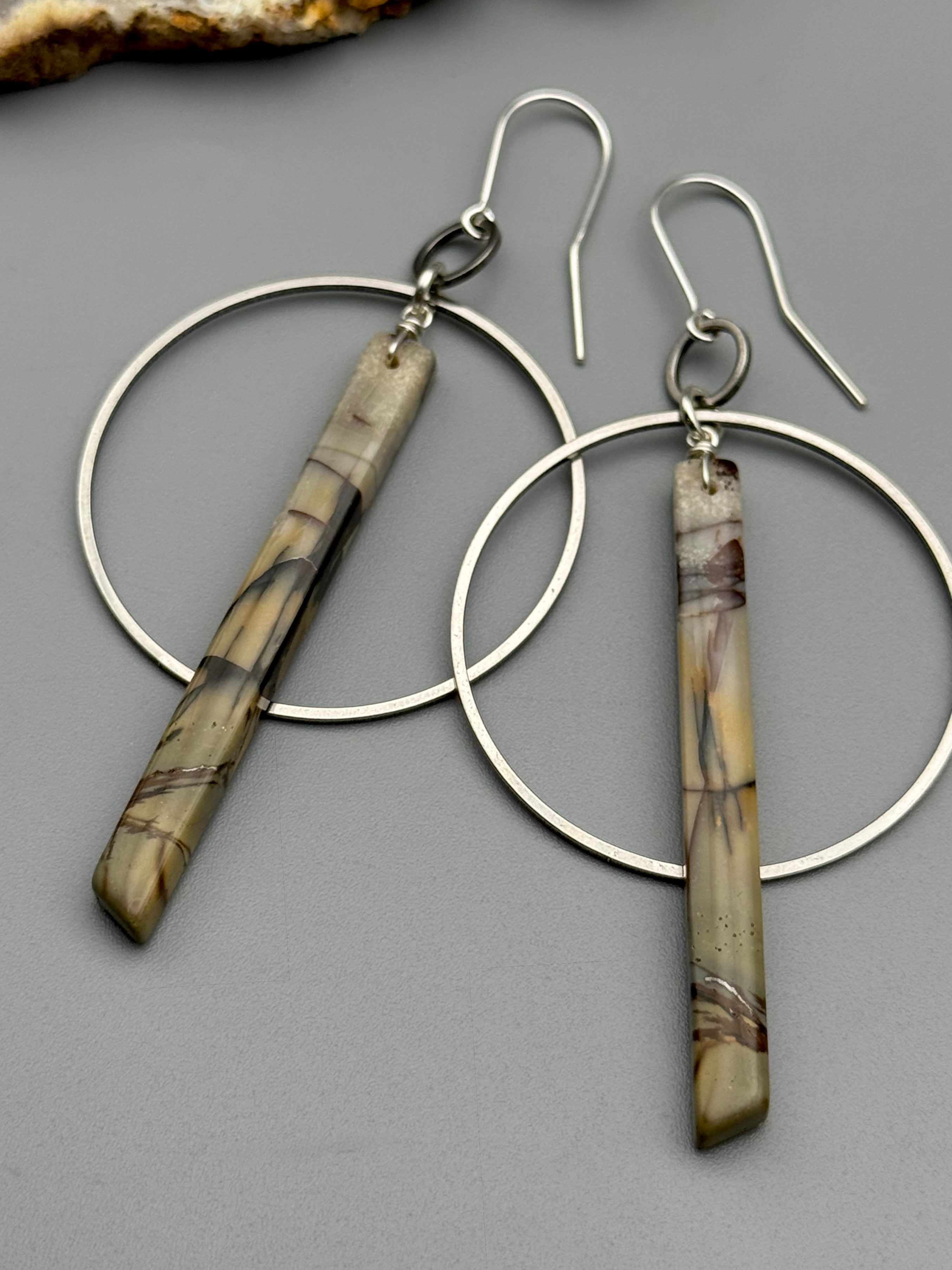 •EQUA-ORBIT• red creek jasper stick + silver earrings