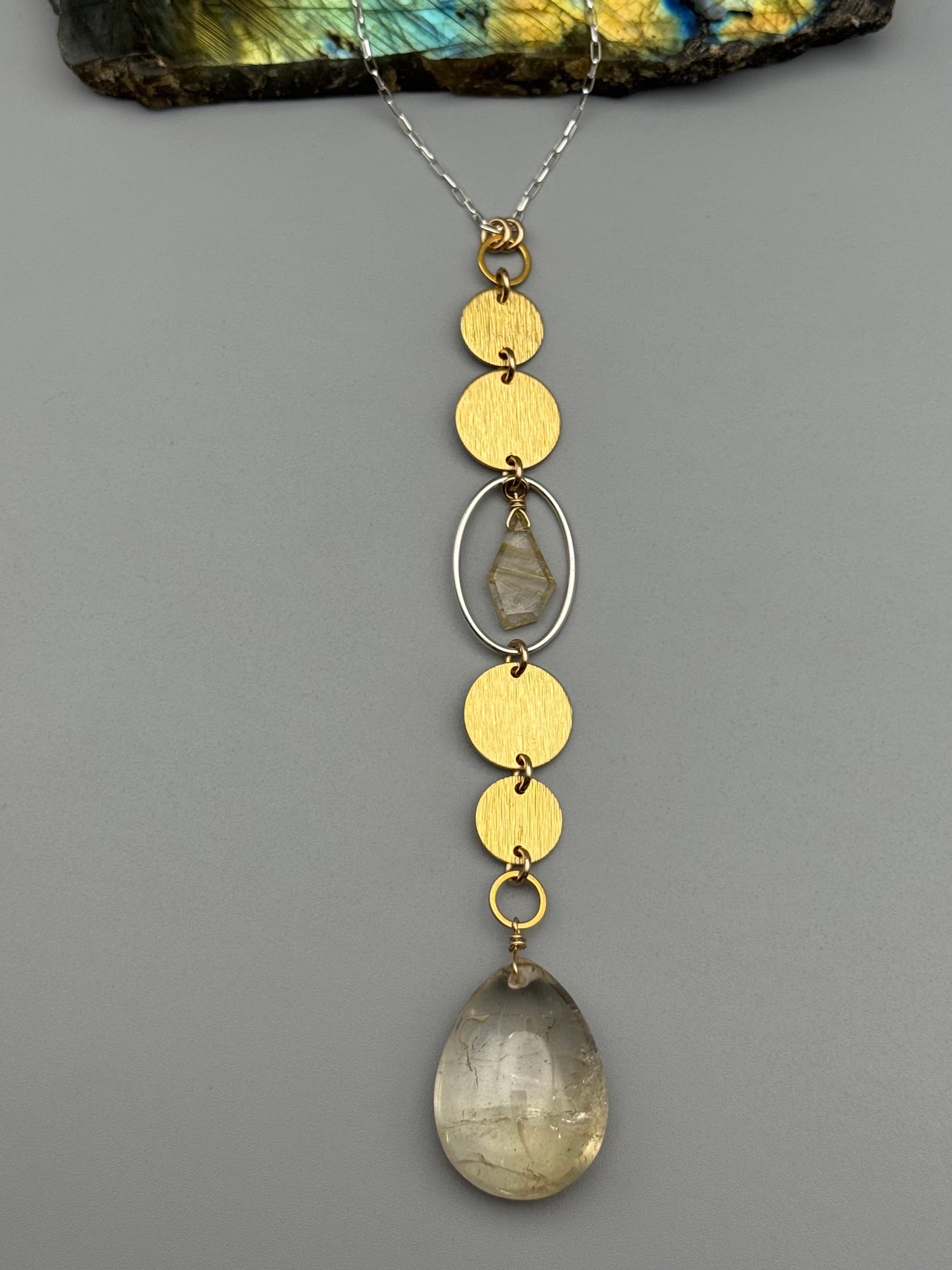•NYX• rutilated quartz + citrine mixed metal necklace (26"-28" long)