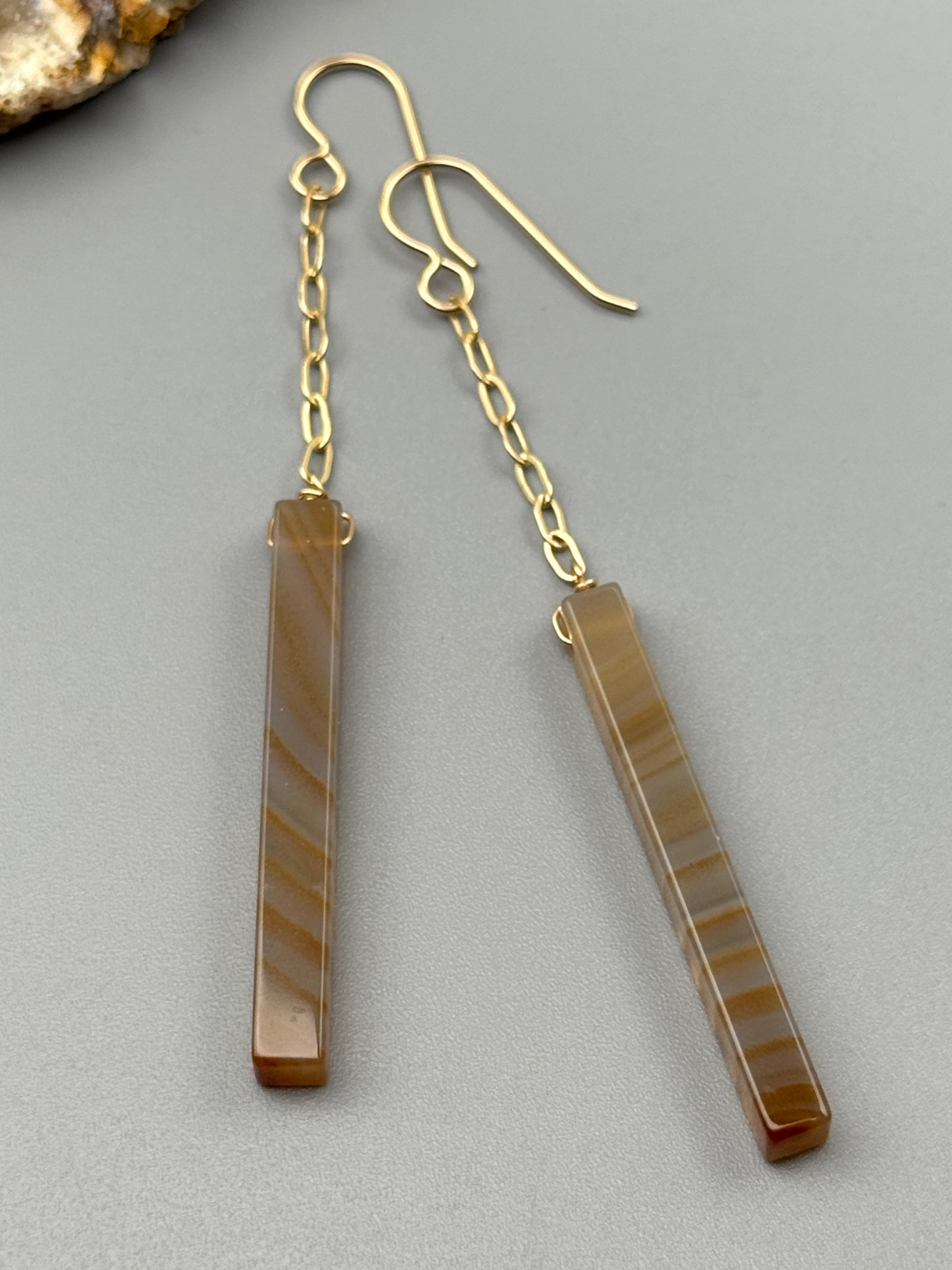 •LINKED• carnelian tower + gold earrings