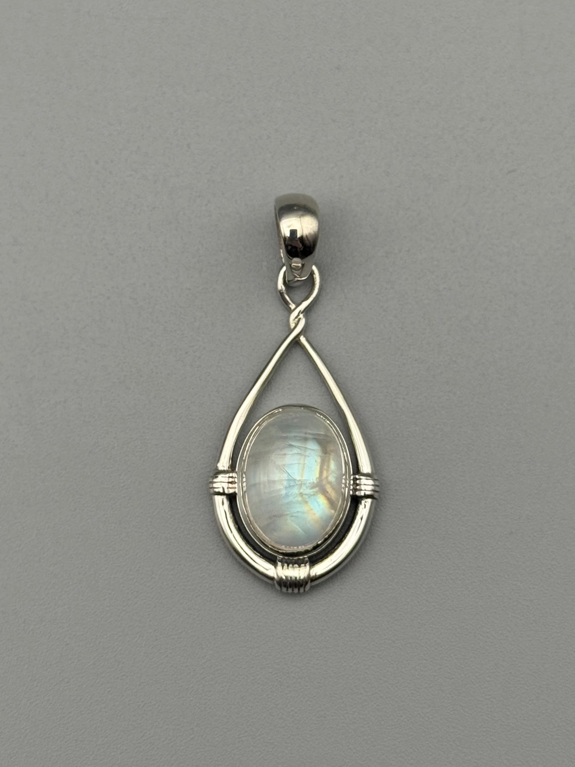 •RAINBOW MOONSTONE - HITCHED• sterling silver pendant