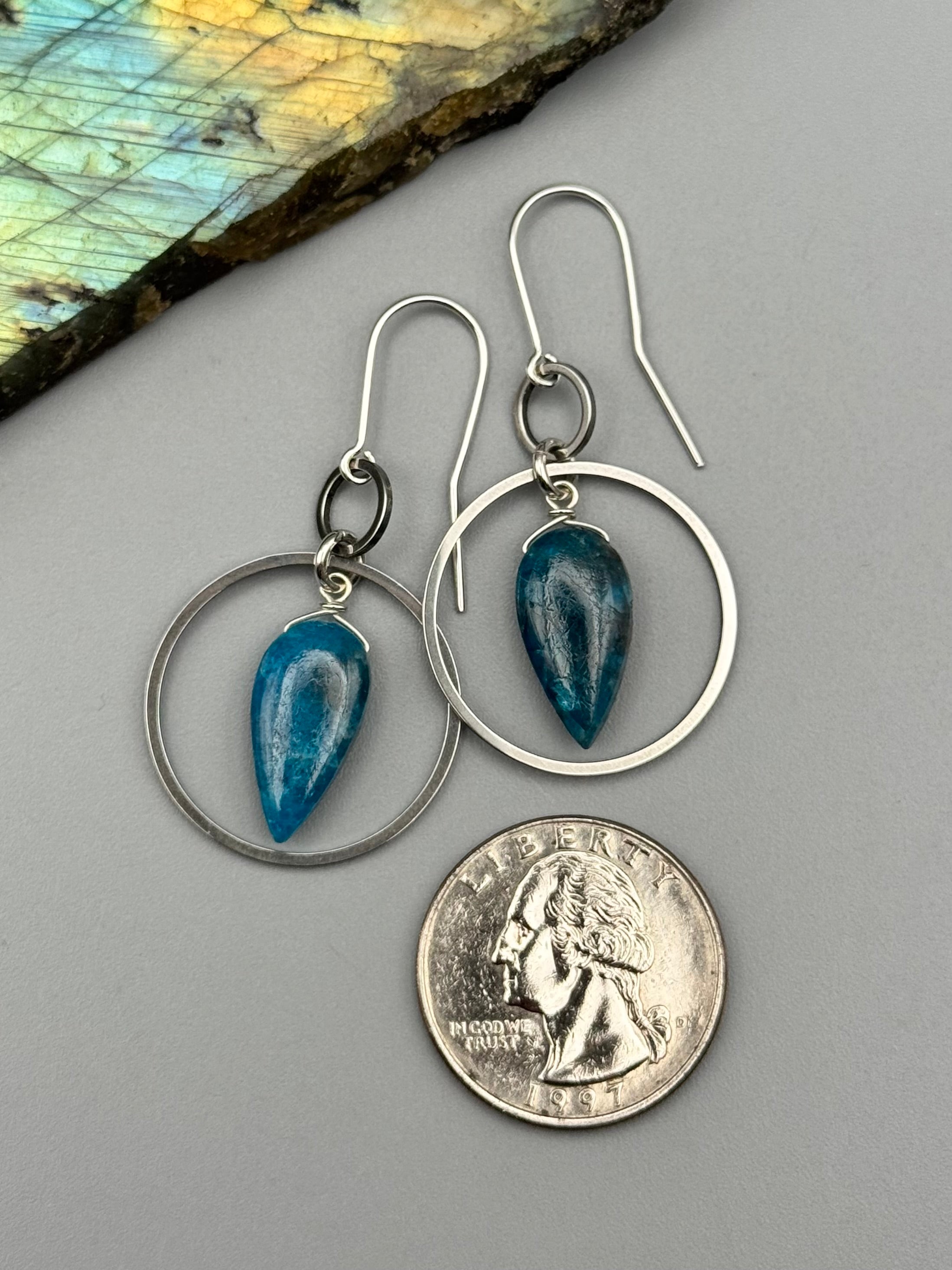 •EQUA-LUNA• blue apatite + silver earrings
