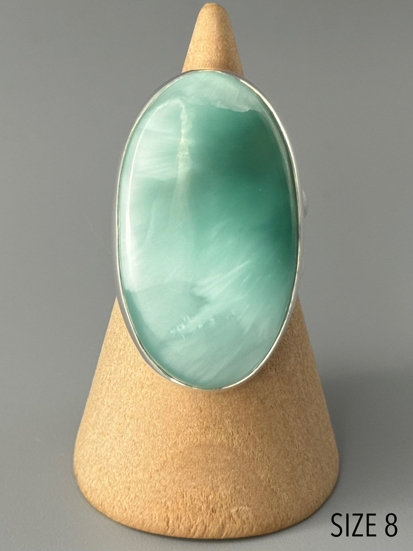 •HEMIMORPHITE - MEDIUM OVAL• split band silver ring (various sizes)