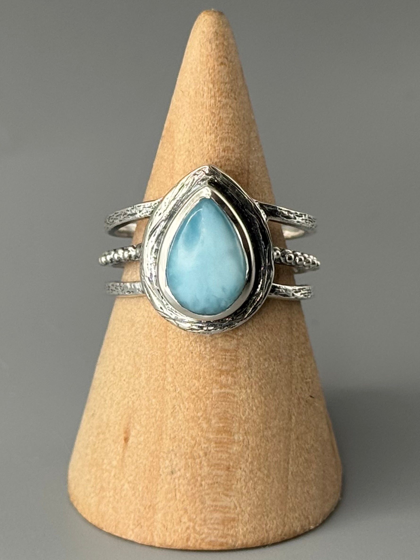 •LARIMAR - GATE• split band silver ring (various sizes)