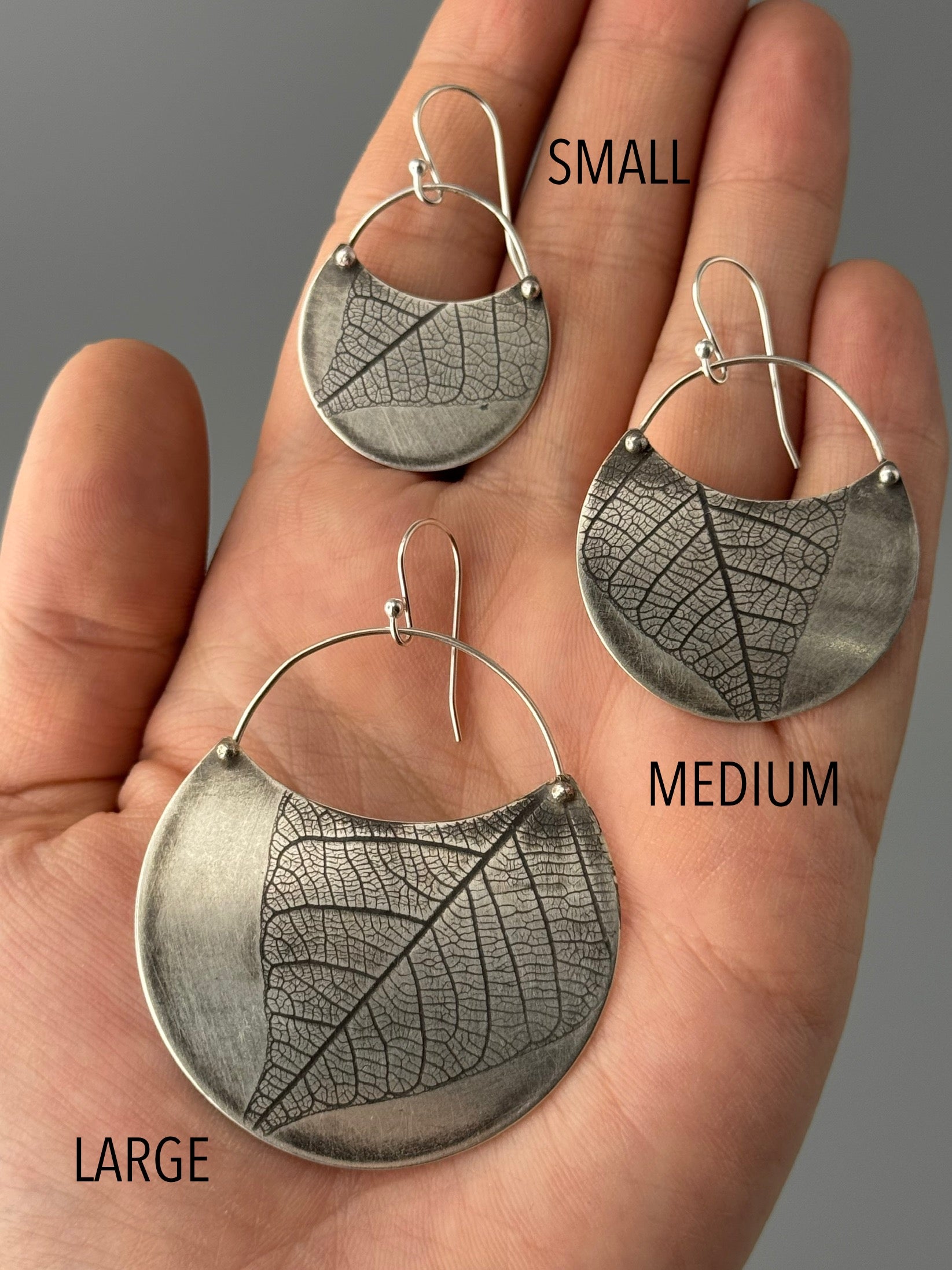 •LEAF CRESCENT• silver dangle earrings