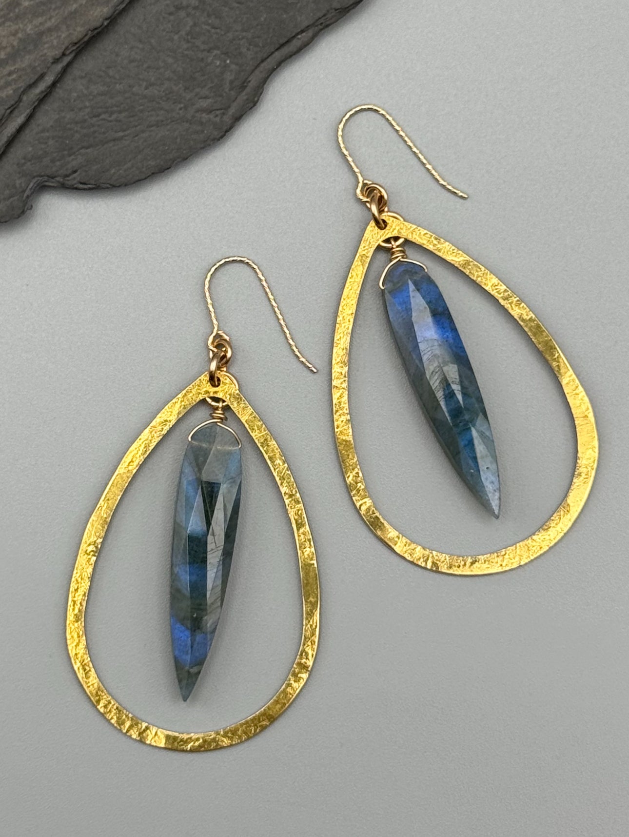 •DRIP DROP• labradorite + gold earrings