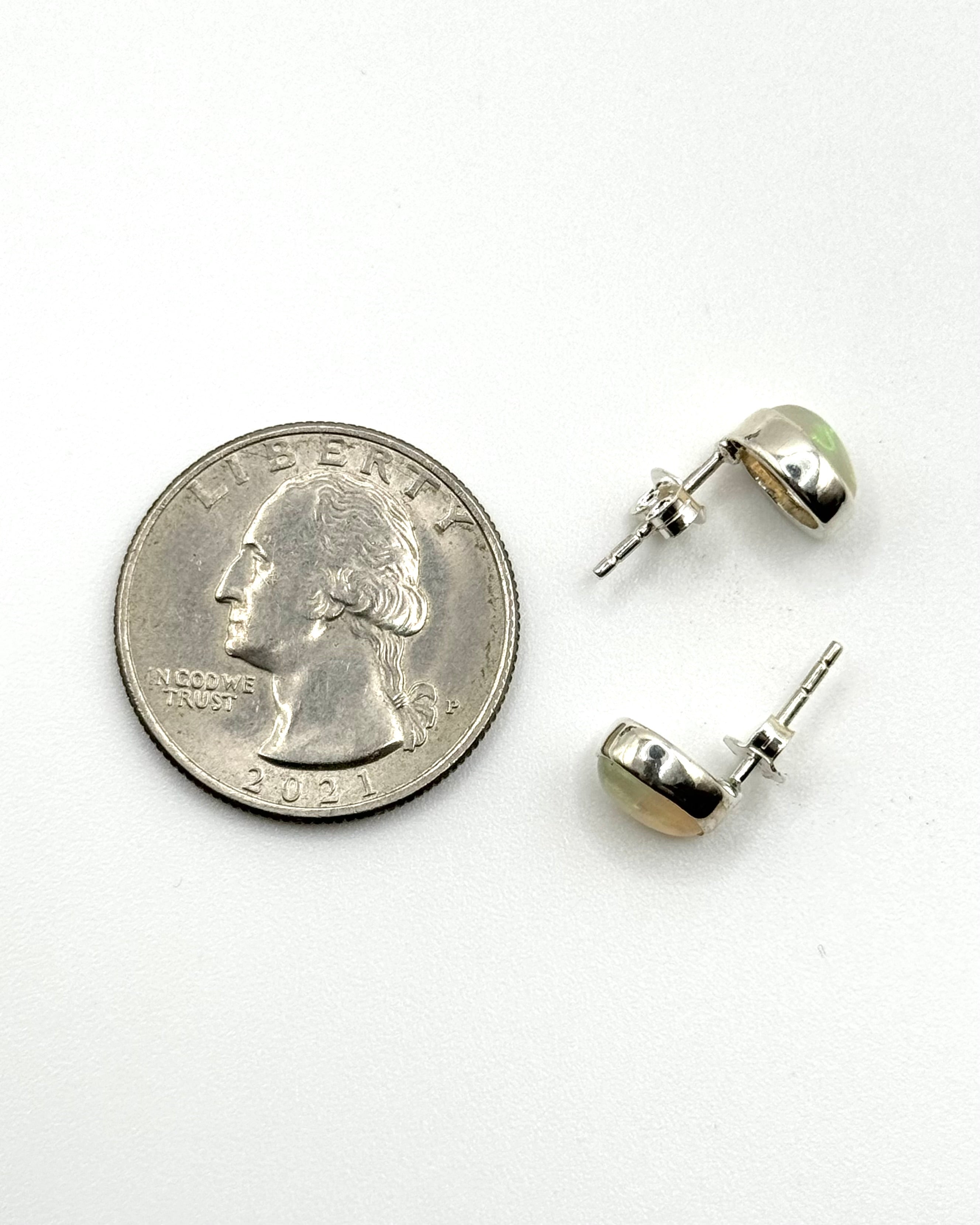 •ETHIOPIAN OPAL - LIL' OVAL• silver bezel set stud earrings