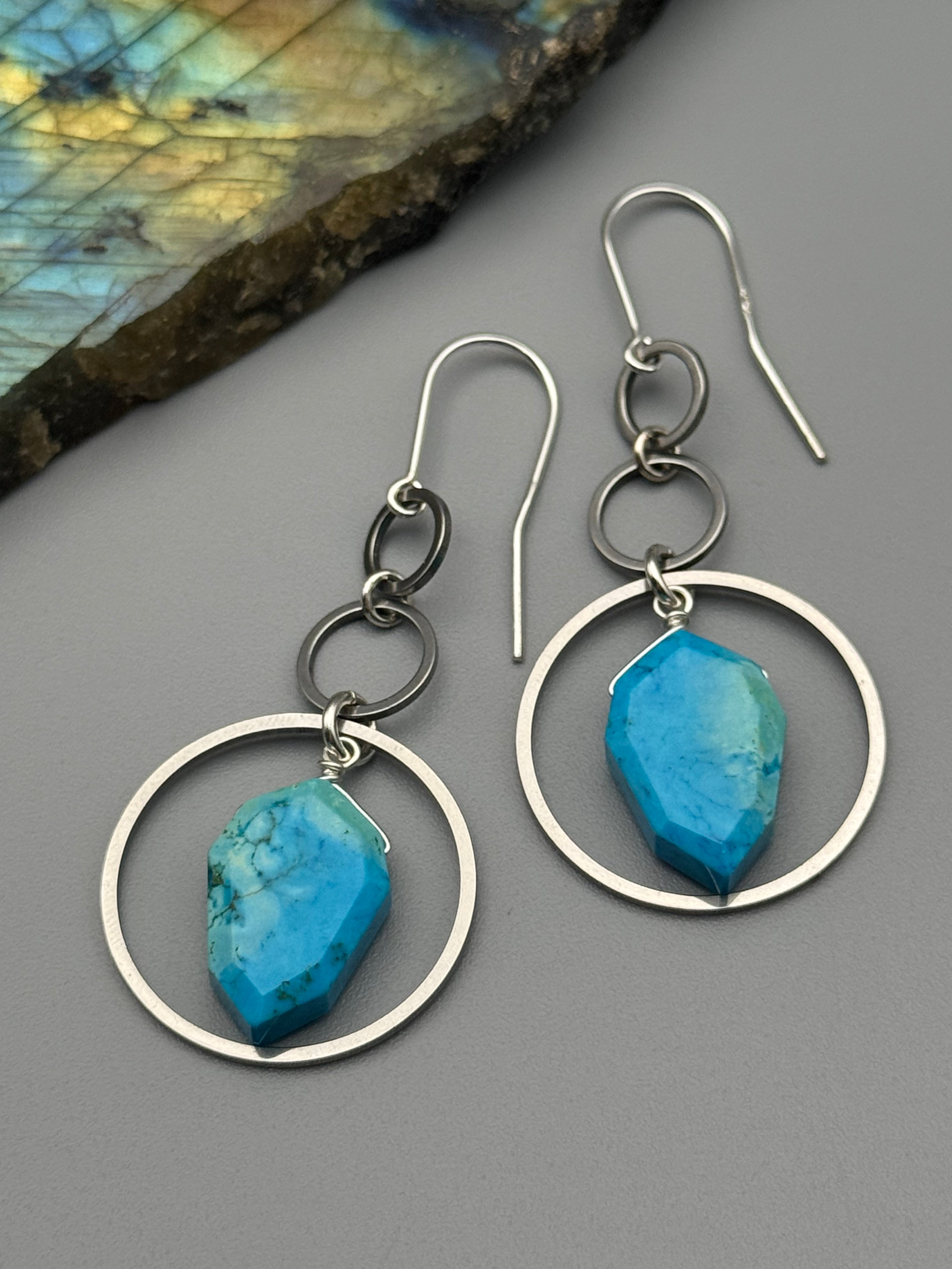 •EQUA LUNA• turquoise + silver earrings
