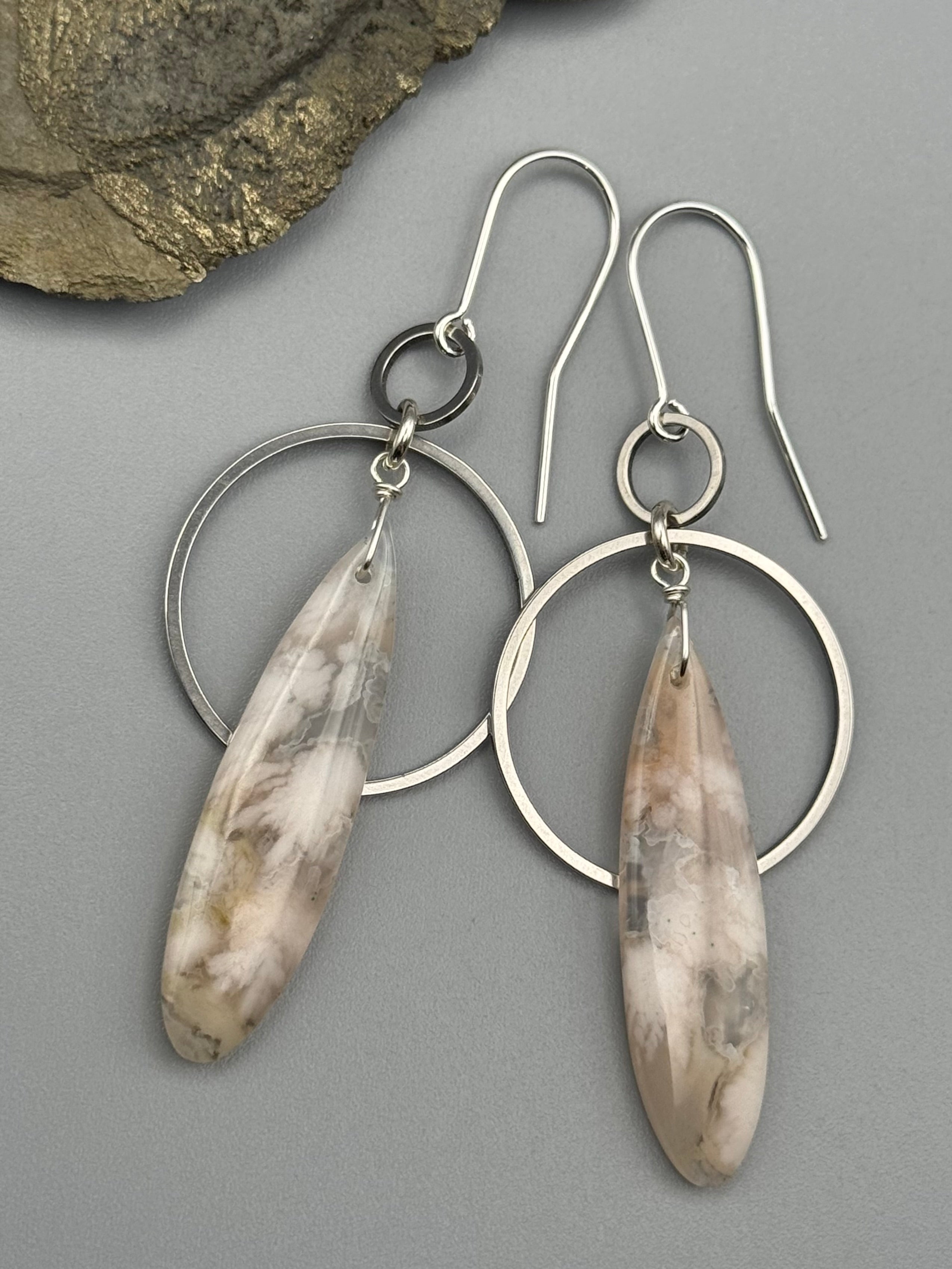 •EQUA-ORBIT• cherry blossom agate + silver earrings