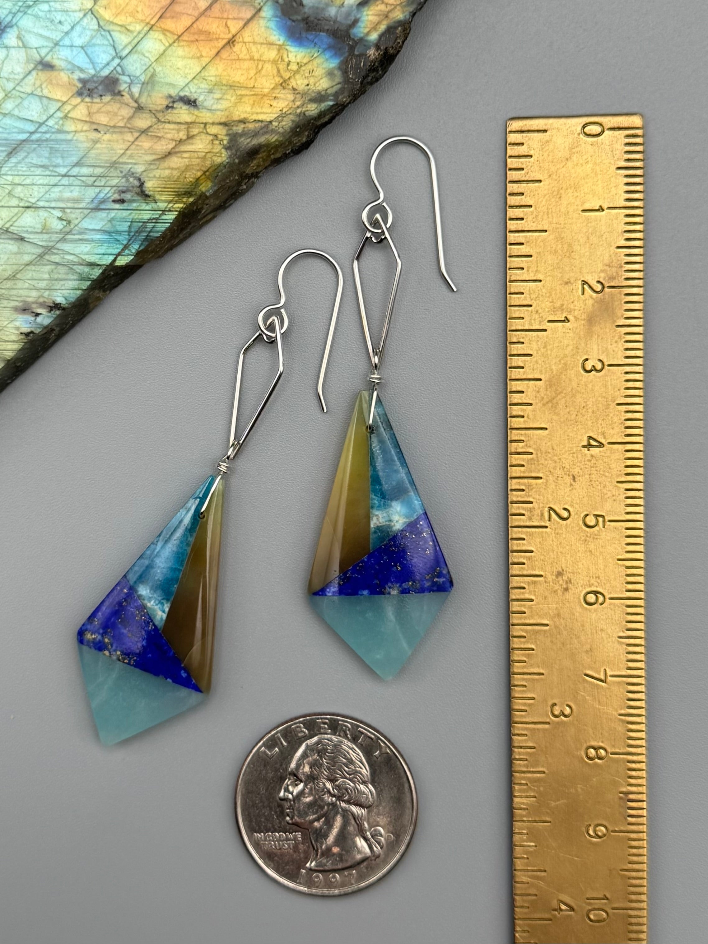 •KITE DUO• intarsia + silver earrings