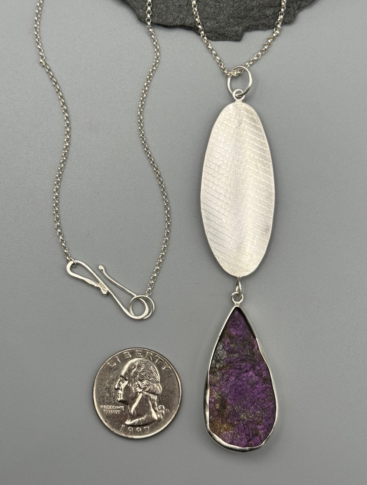 •GROVE• purpurite + silver necklace (24" long)
