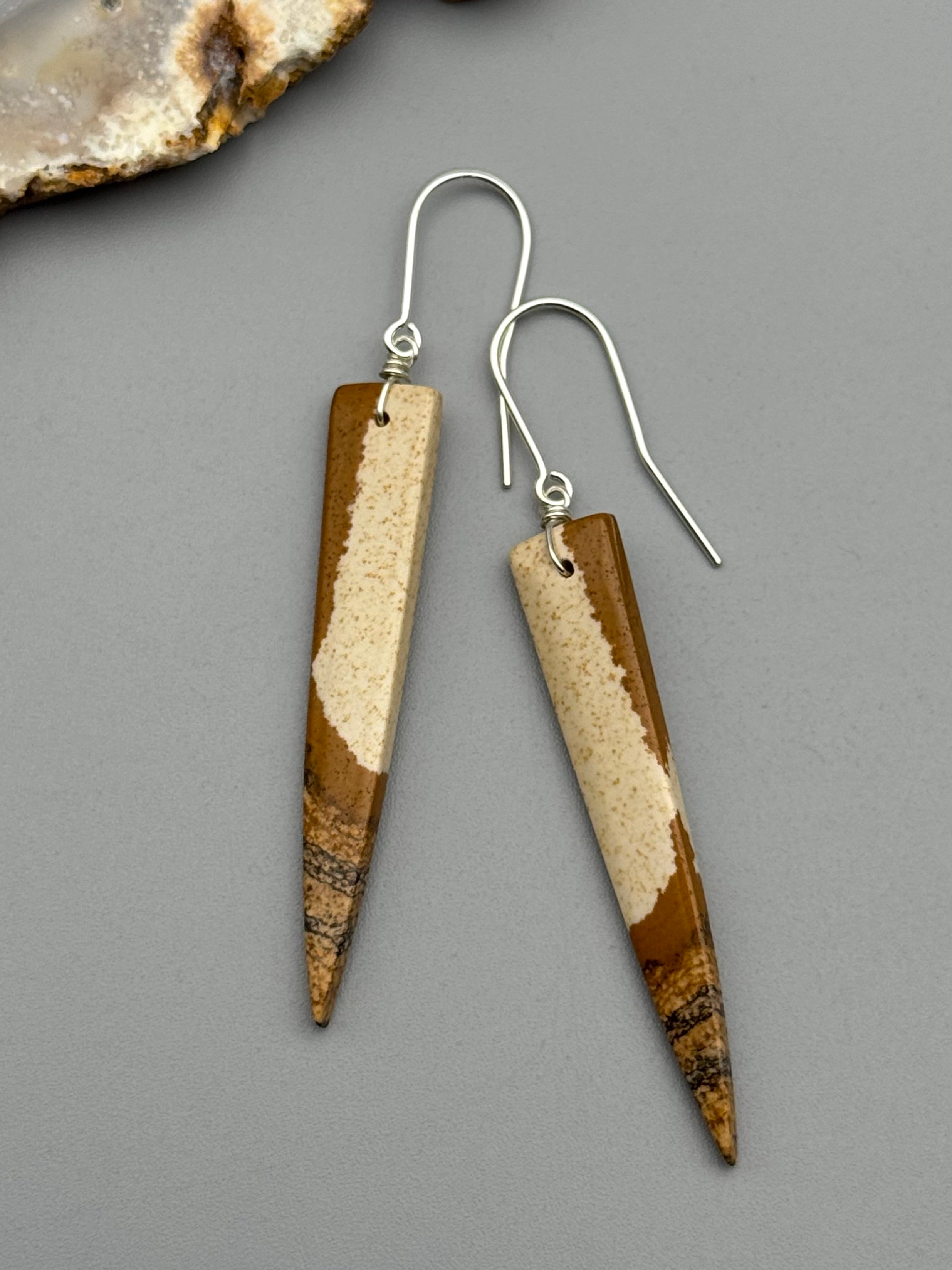 •STRAY• picture jasper fang + silver earrings