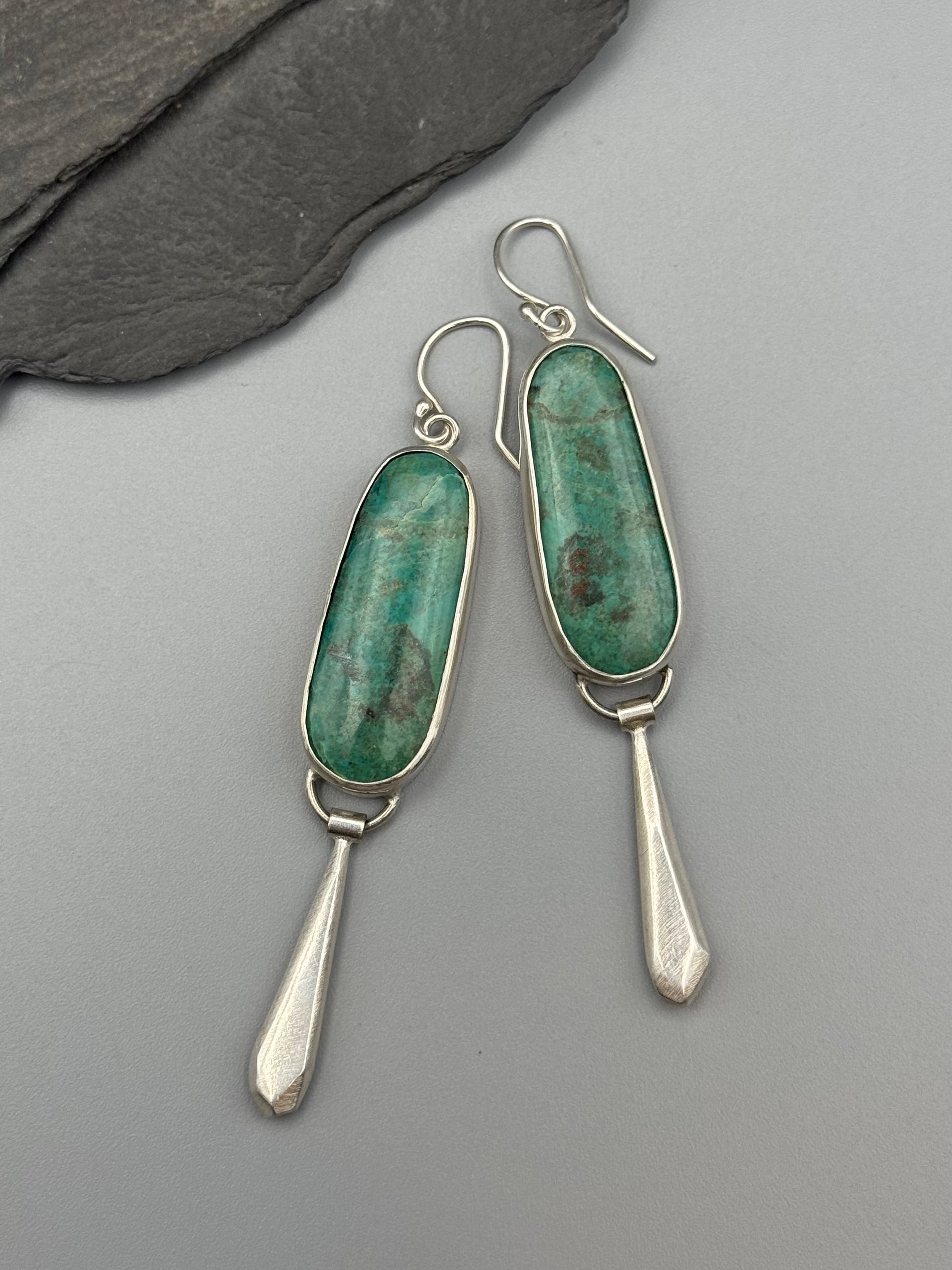 •DAGGER DROP• chrysocolla + silver dangle earrings