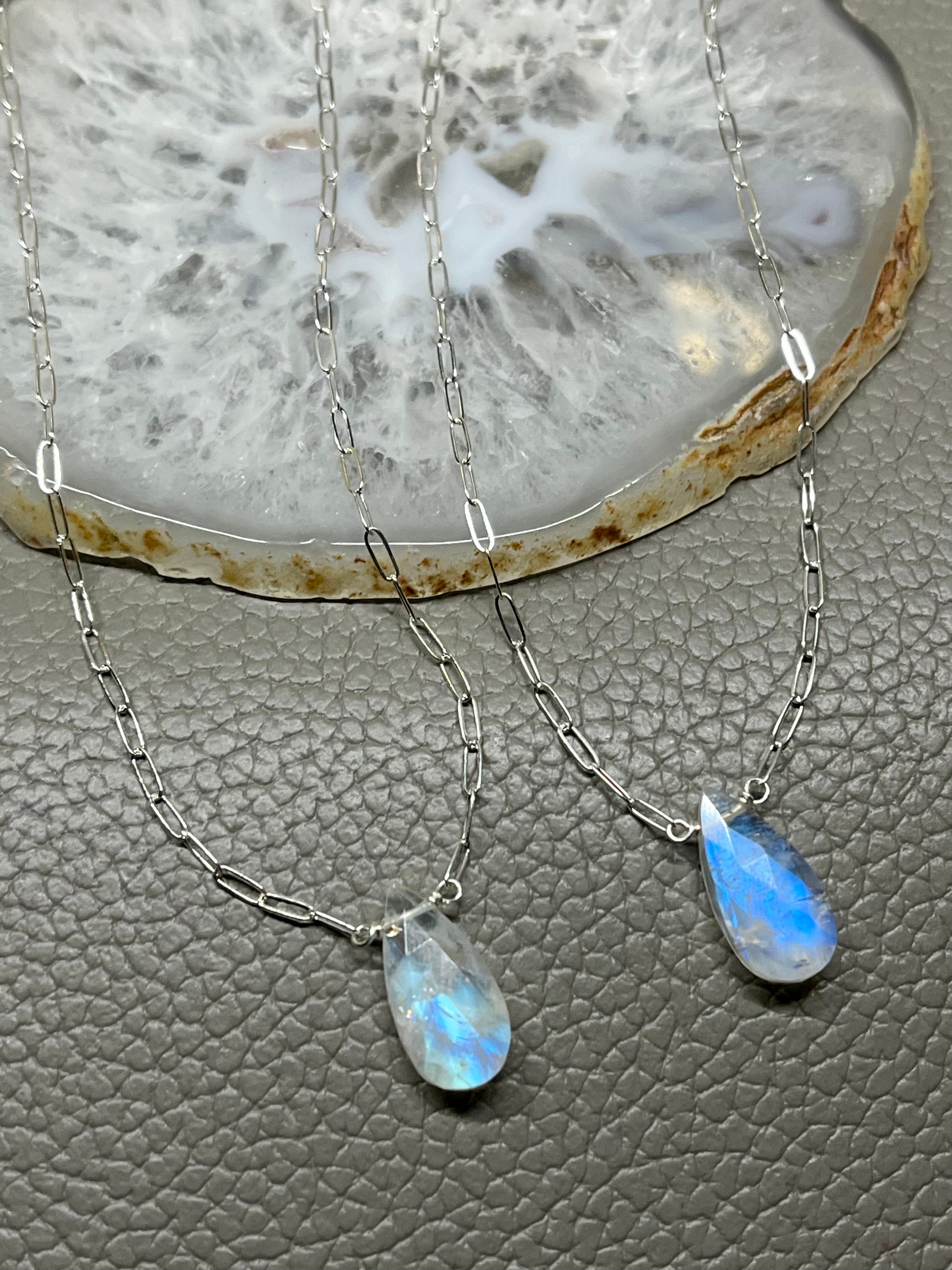 •AEON• rainbow moonstone + silver necklace