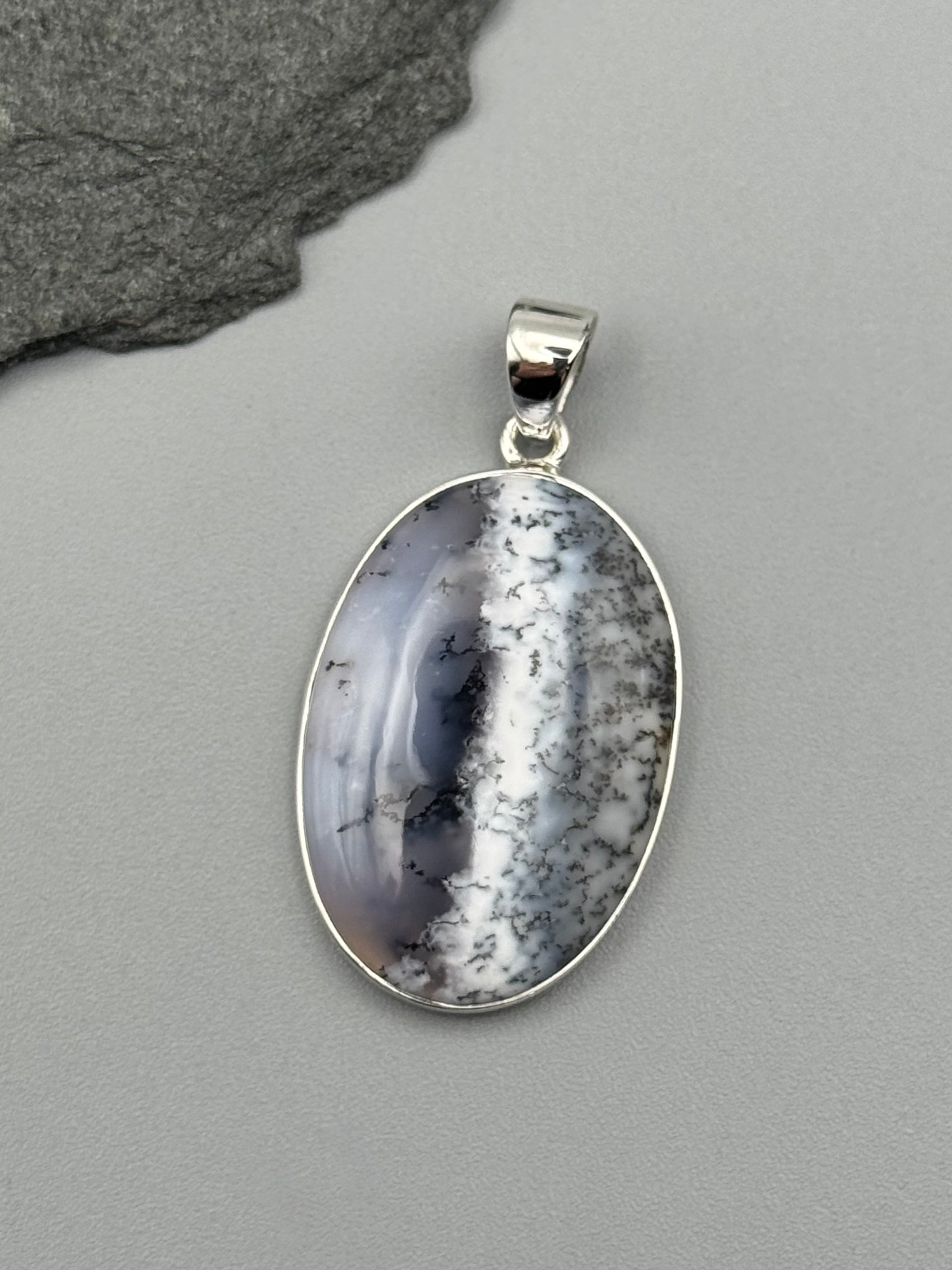 •DENDRITIC OPAL - OVAL 1• sterling silver pendant