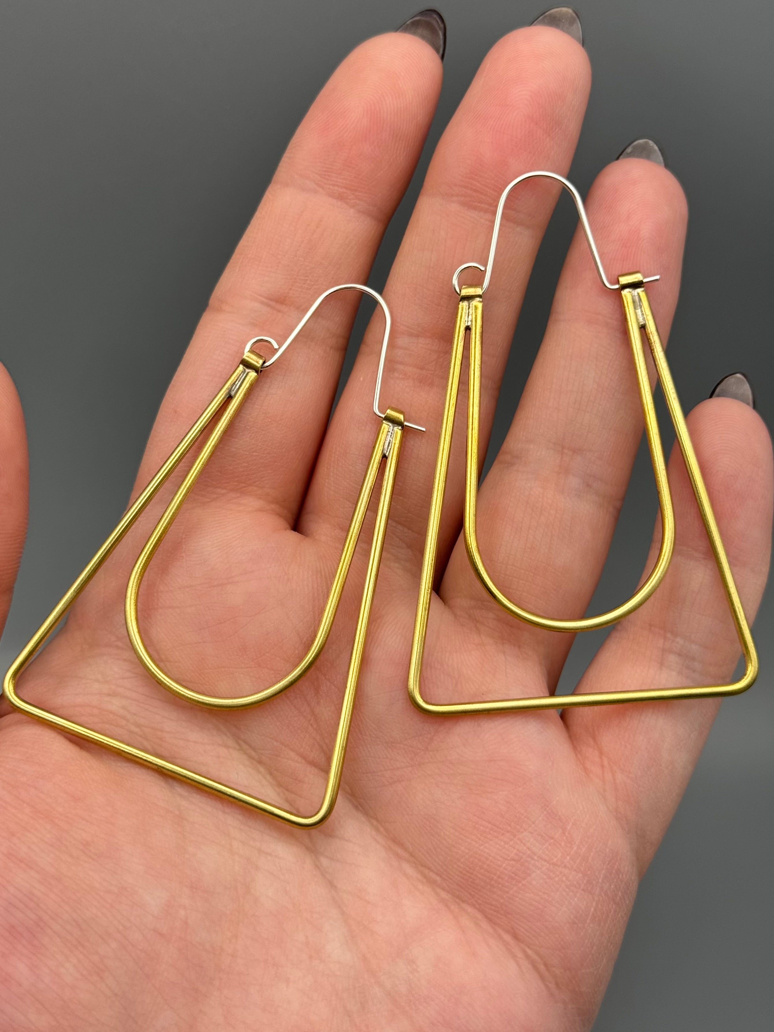 •TRAPEZIUM• brass hoop earrings