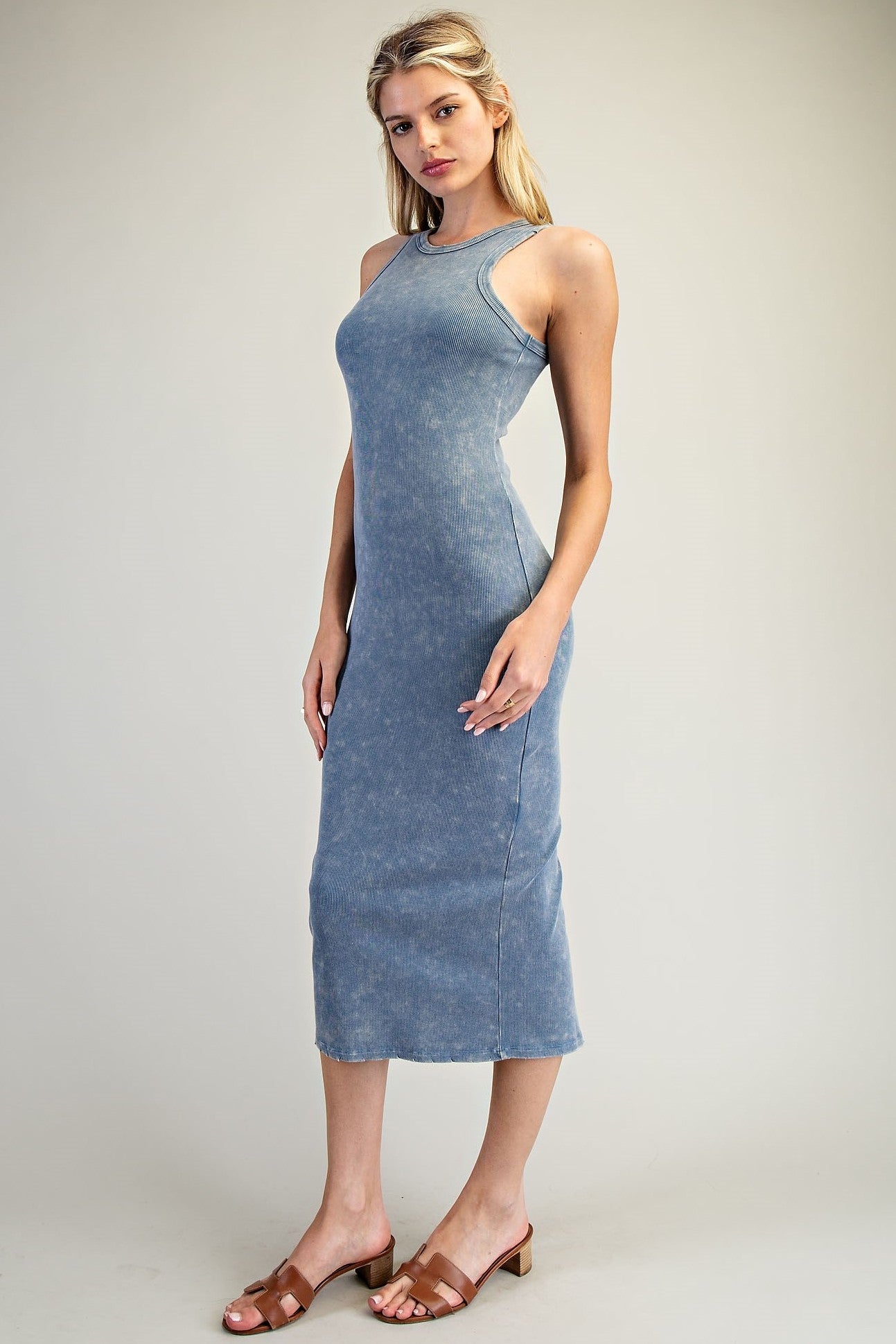 •KEKE• ribbed knit bodycon midi dress