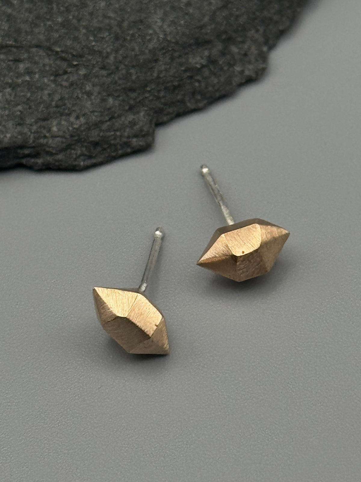 •HERKIMER• bronze cast stud earrings