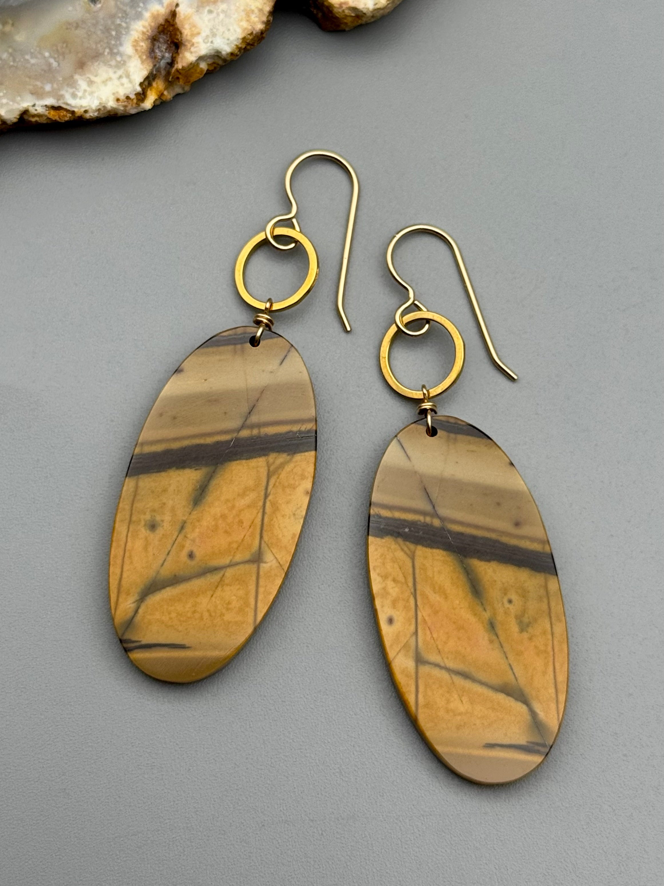 •LUNA• red creek jasper + gold earrings