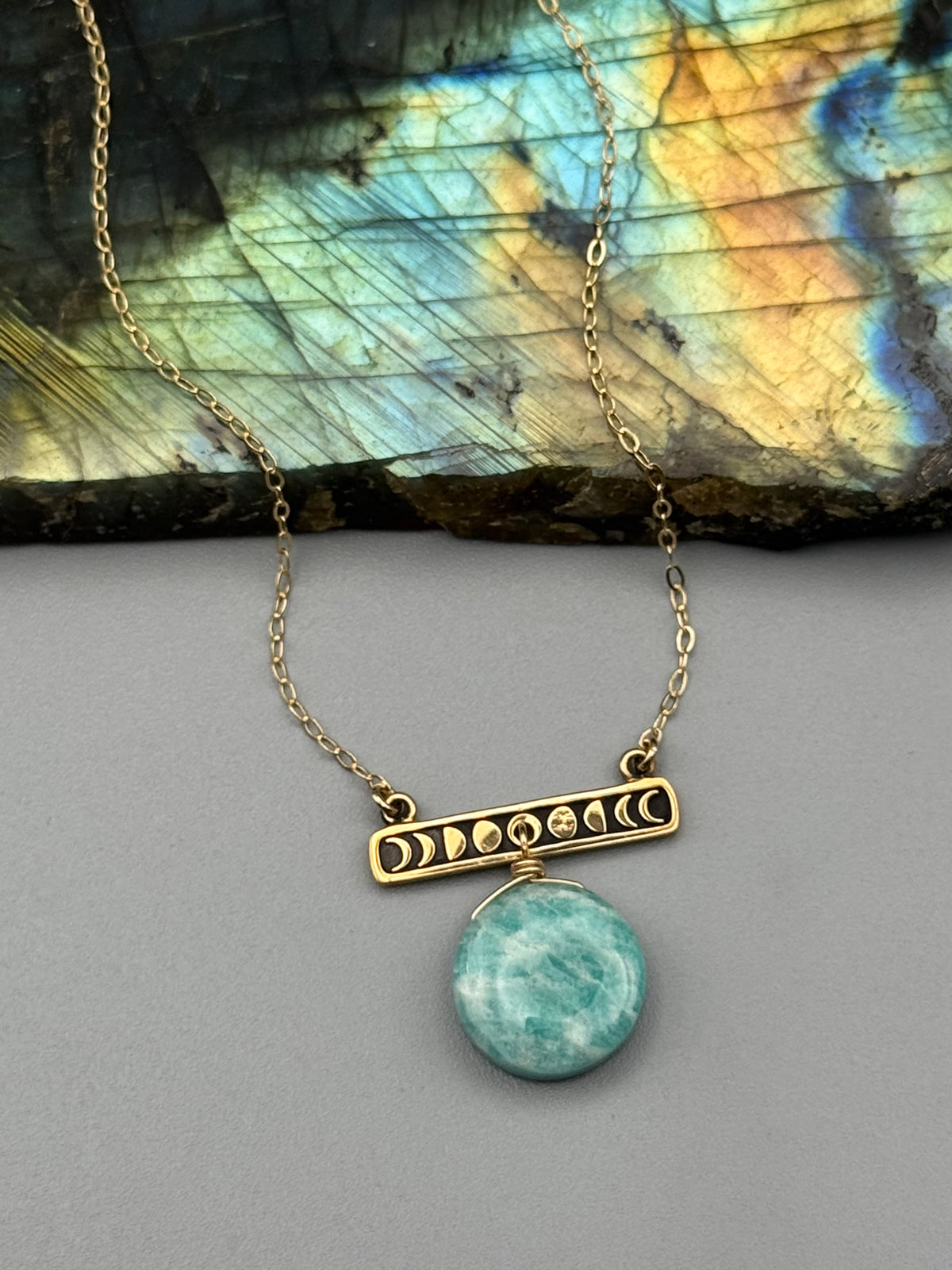 •NYX• amazonite + gold necklace (17"-19" long)