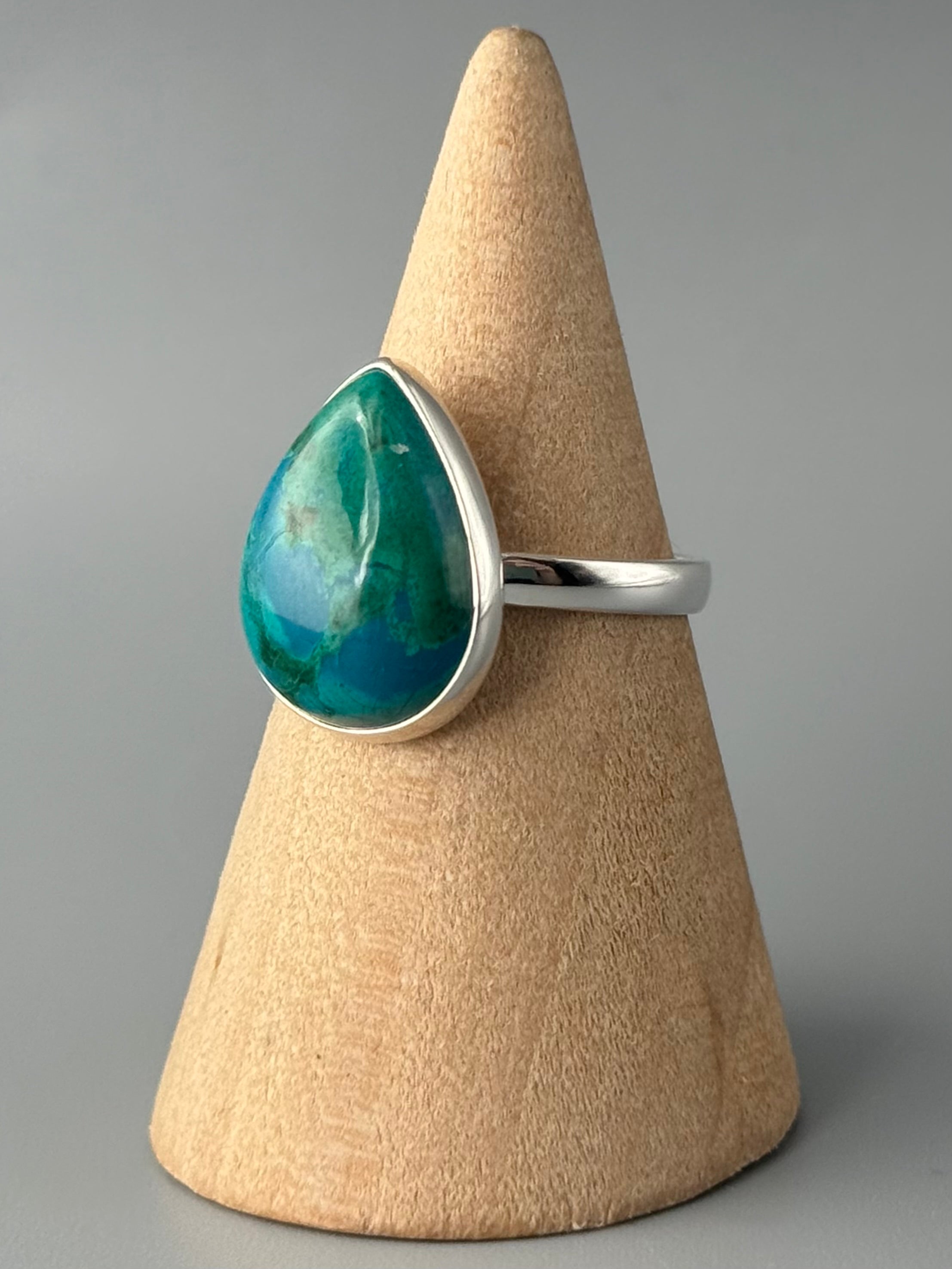 •CHRYSOCOLLA - TEAR• sterling silver ring (size 7)