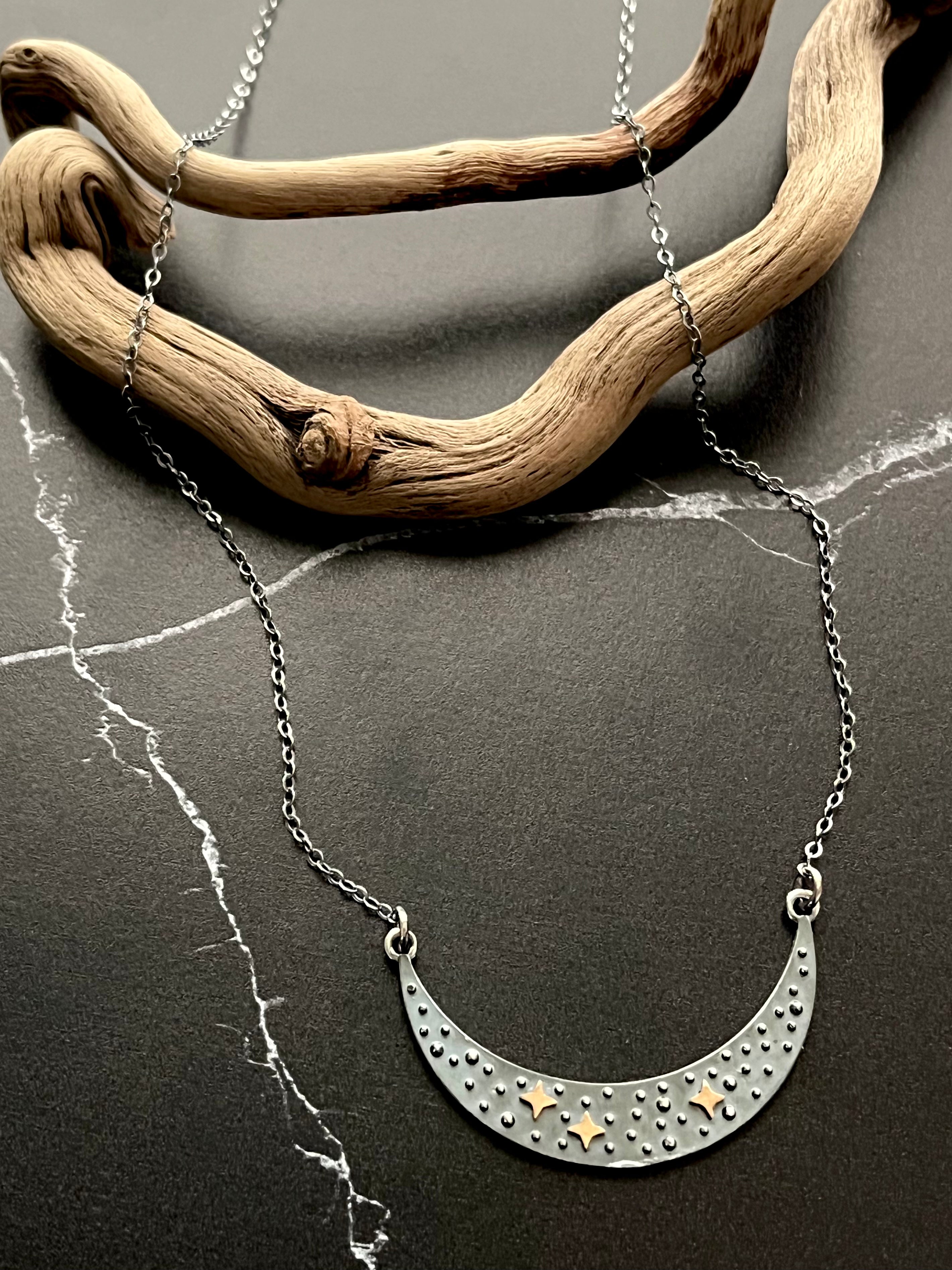 •COSMIC MOON• mixed metal necklace