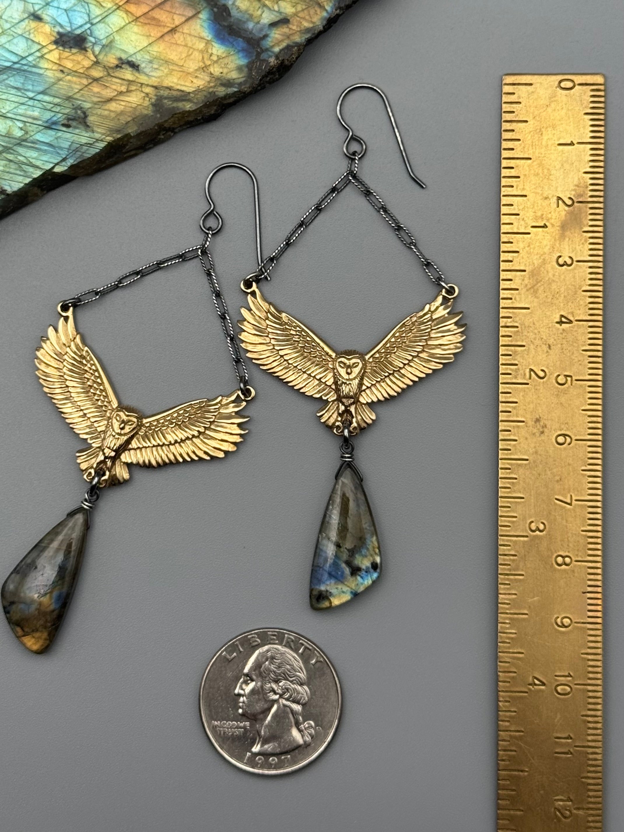 •NOCTURNA• labradorite wing + gold earrings