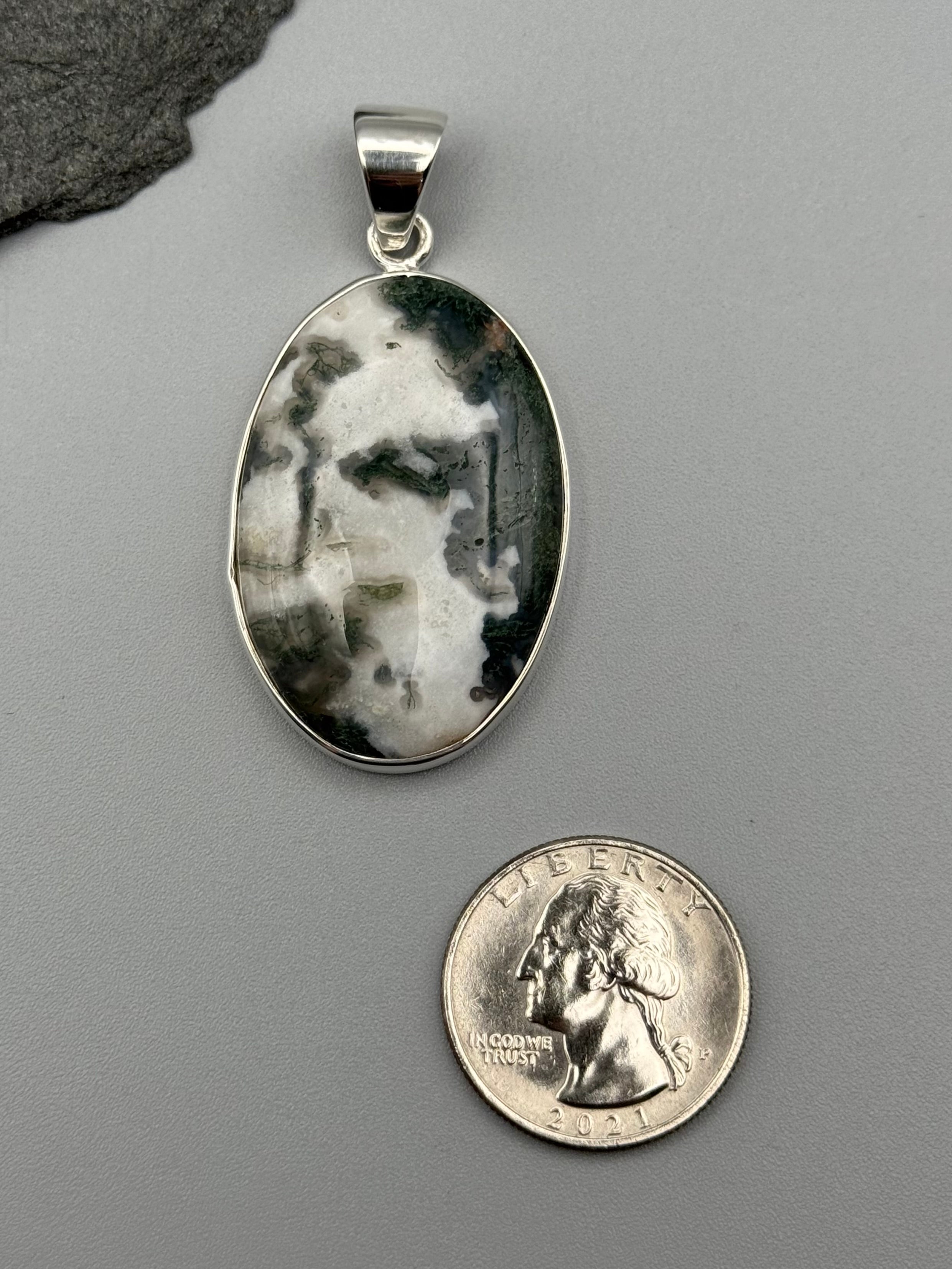 •TREE AGATE - OVAL 2• sterling silver pendant