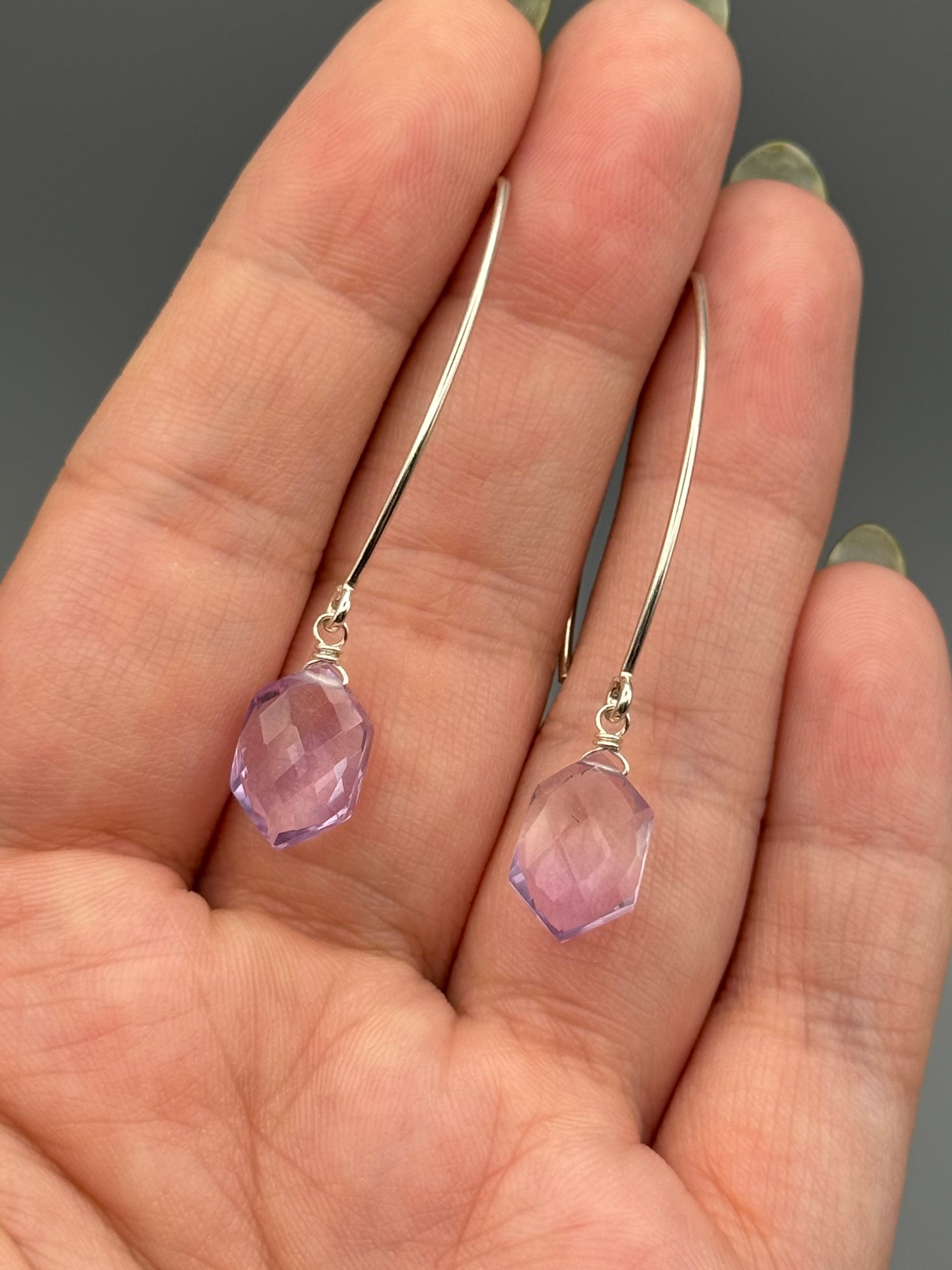 •STRAY• amethyst hex + silver earrings