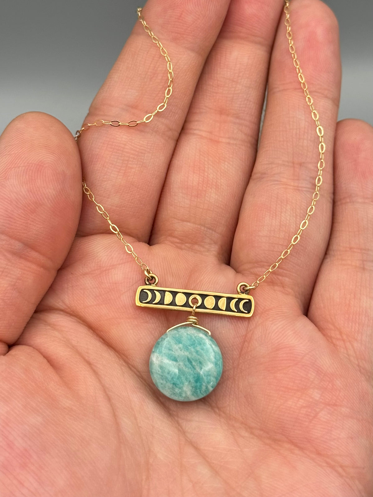 •NYX• amazonite + gold necklace (17"-19" long)