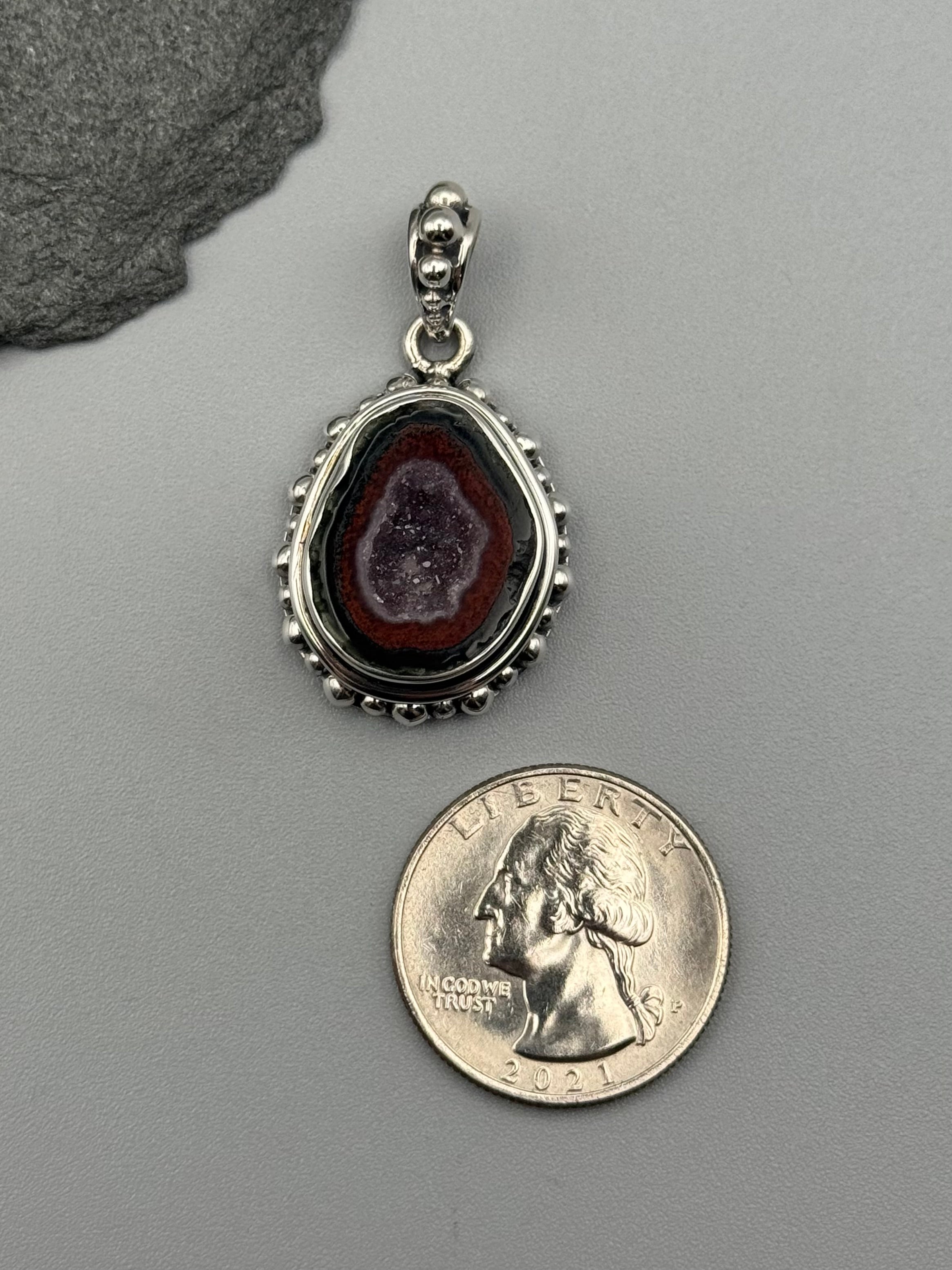 •COCONUT DRUZY - DOTTED FREEFORM 1• sterling silver pendant