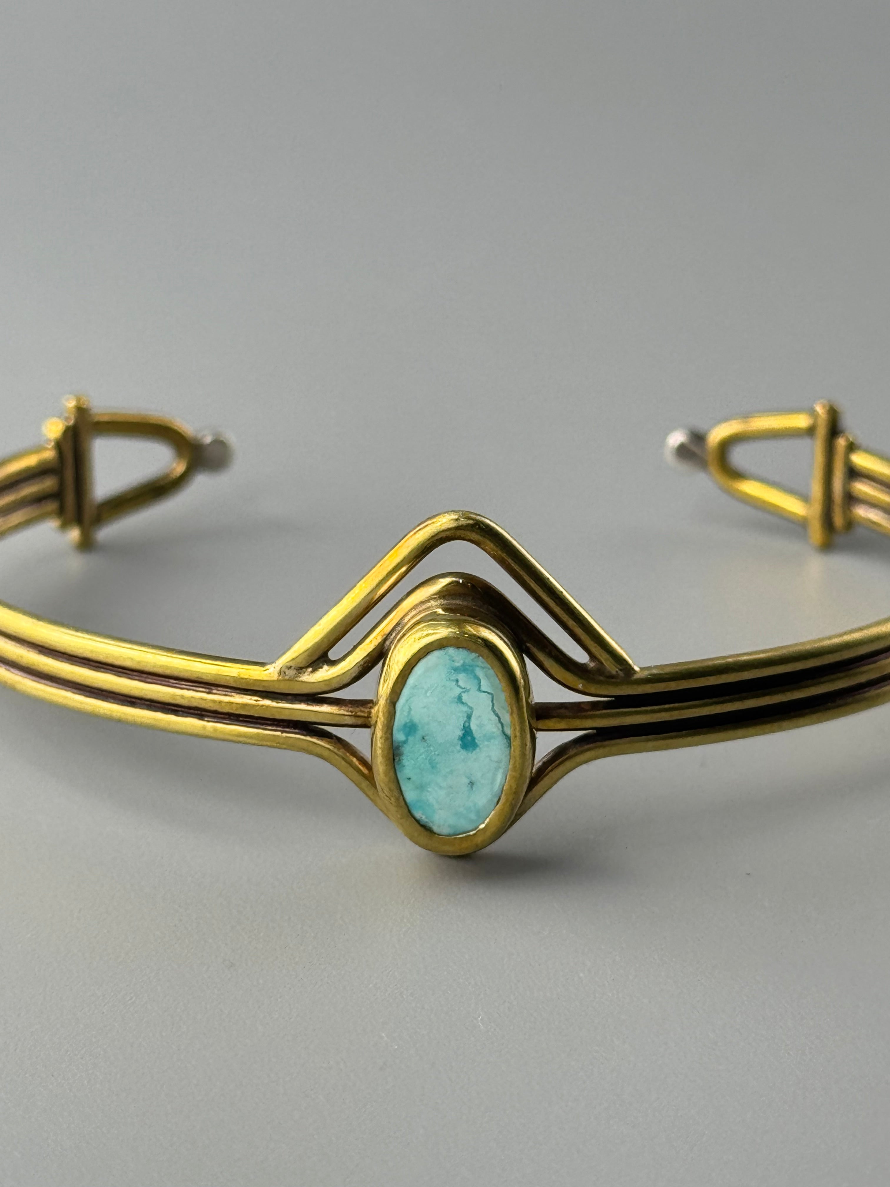 •NEVADA SKYLINE TURQUOISE• brass cuff bracelet