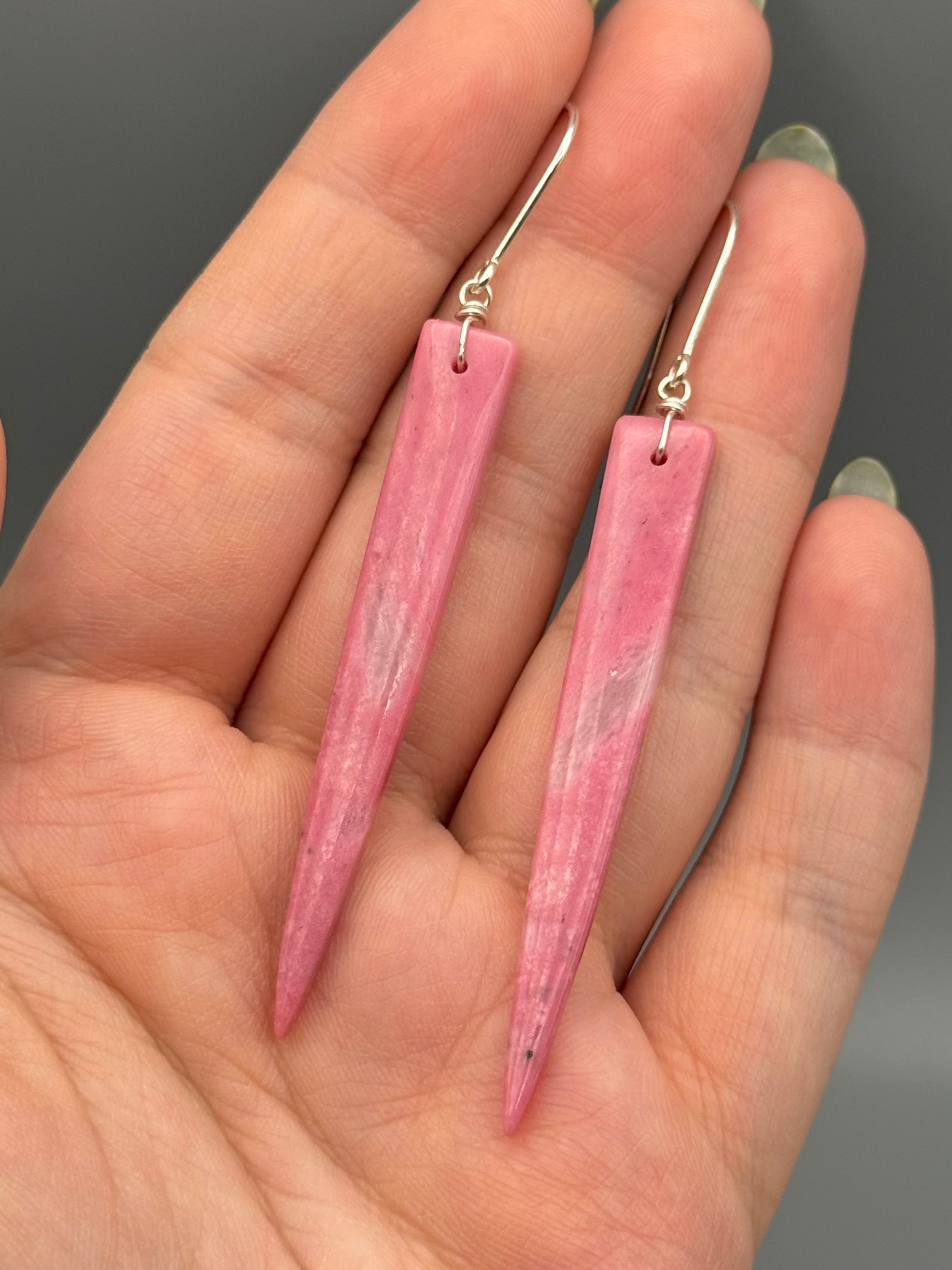 •STRAY• rhodonite in quartz + silver earrings