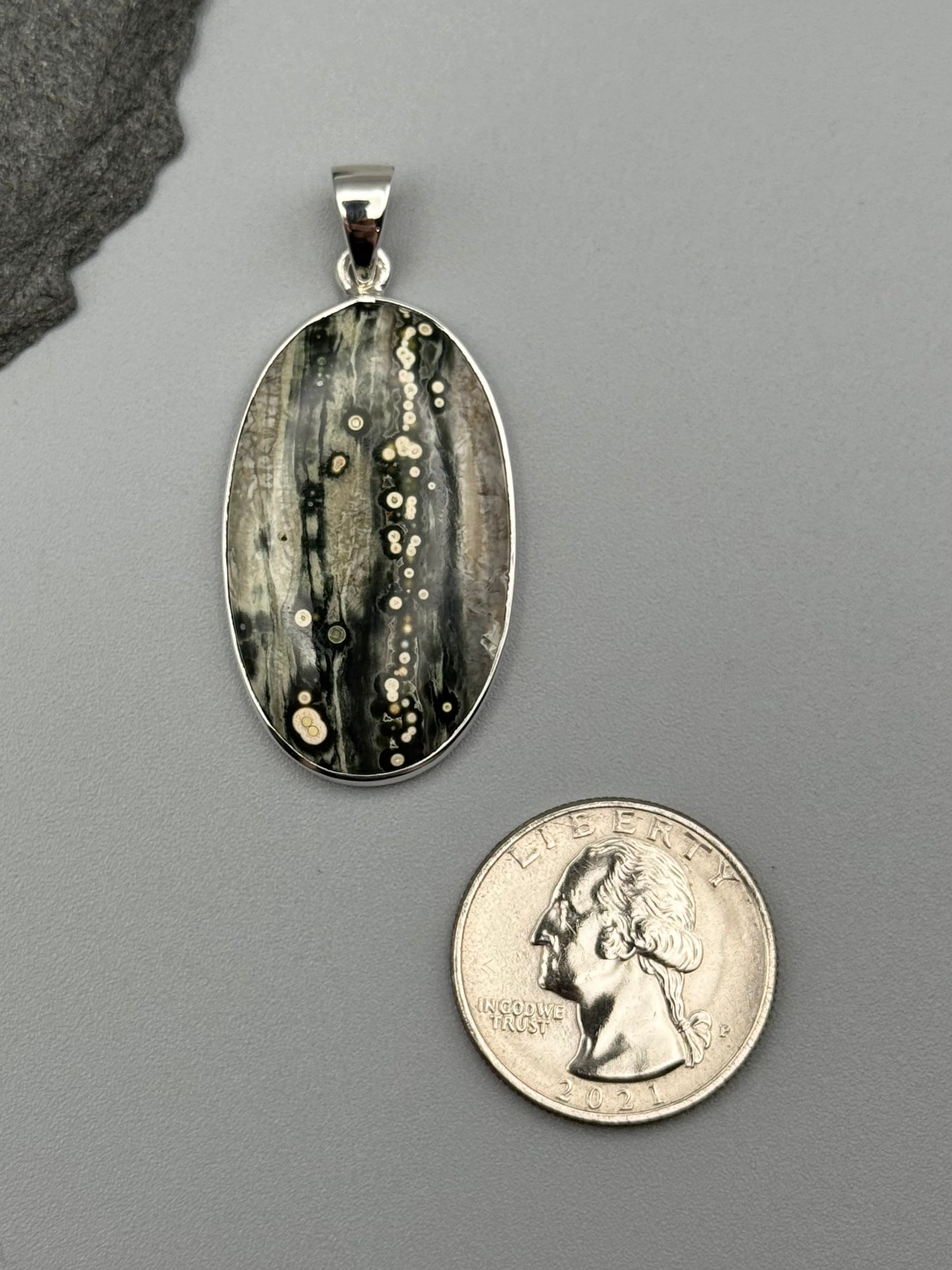 •OCEAN JASPER - OVAL• sterling silver pendant