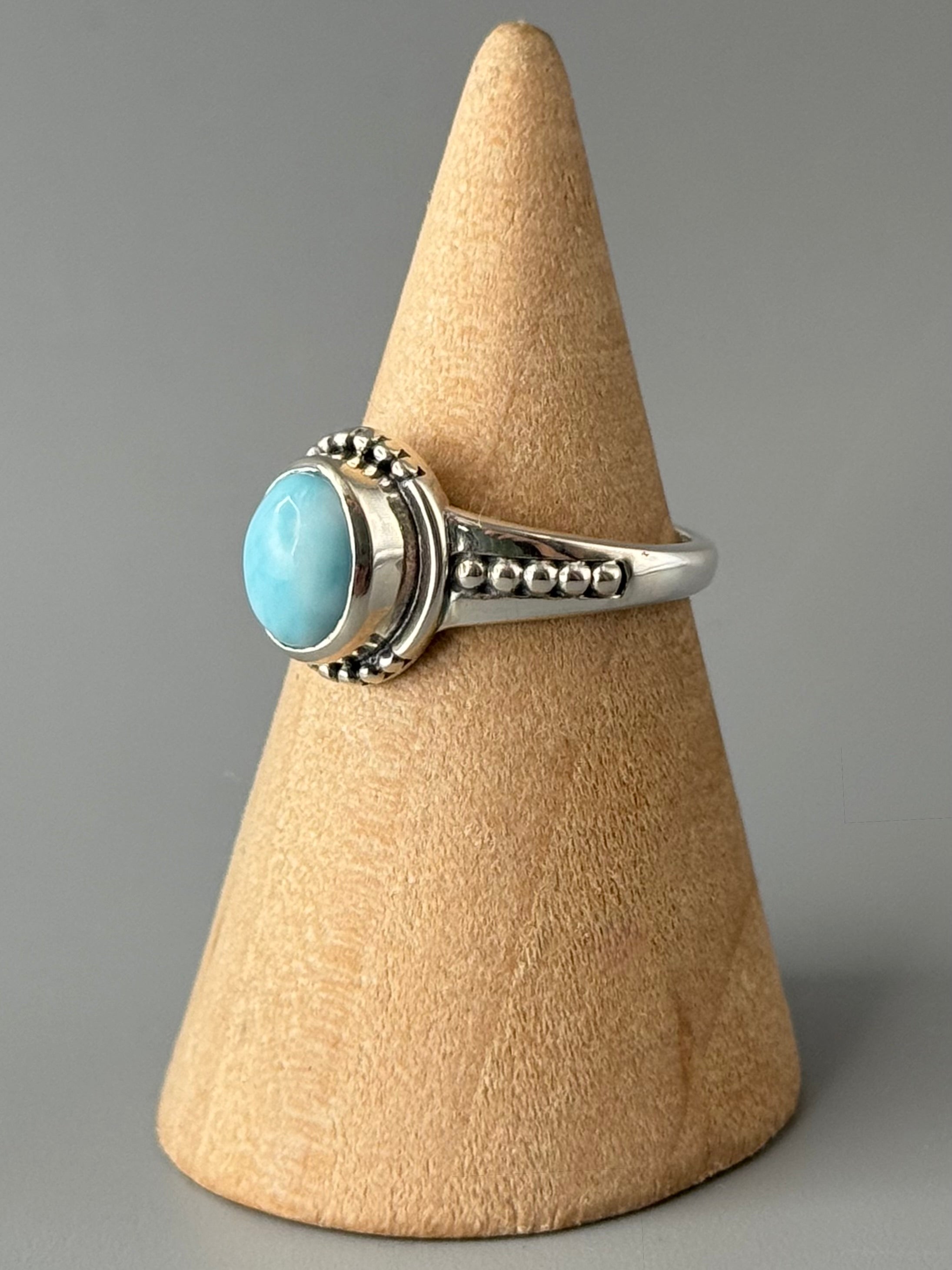 •LARIMAR OVAL - ADORNED• sterling silver ring (size 7)