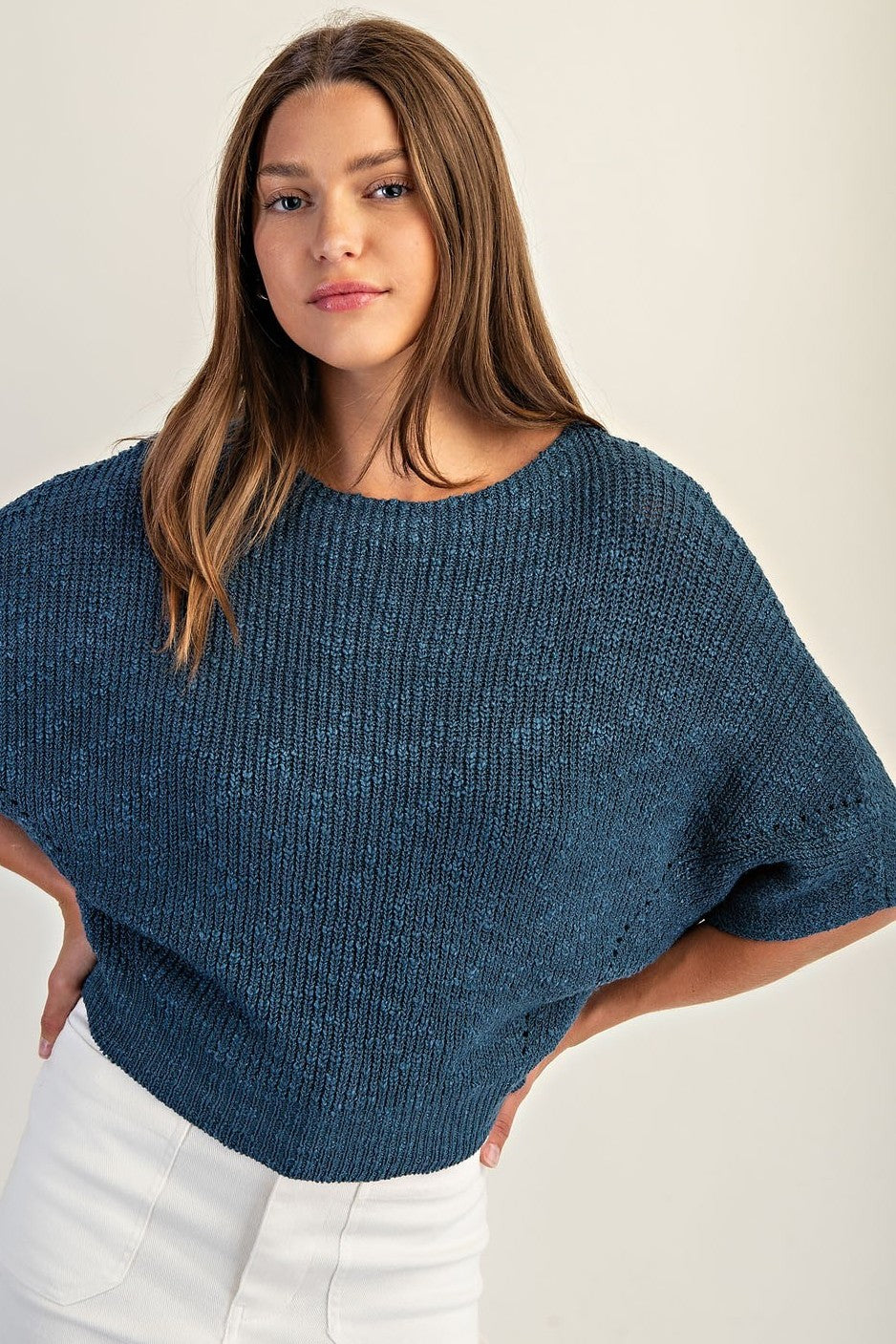 •SHANA• dolman half sleeve sweater