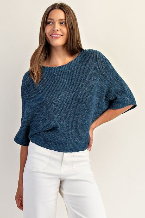 •SHANA• dolman half sleeve sweater