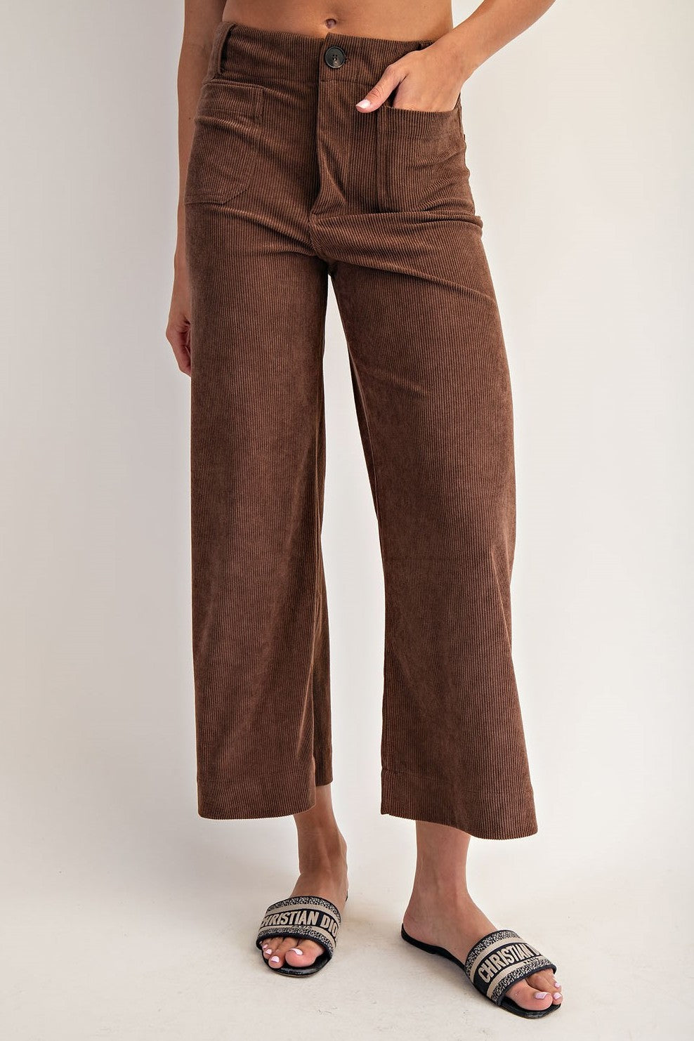 •CORDELIA - CORDUROY• cropped straight leg pants